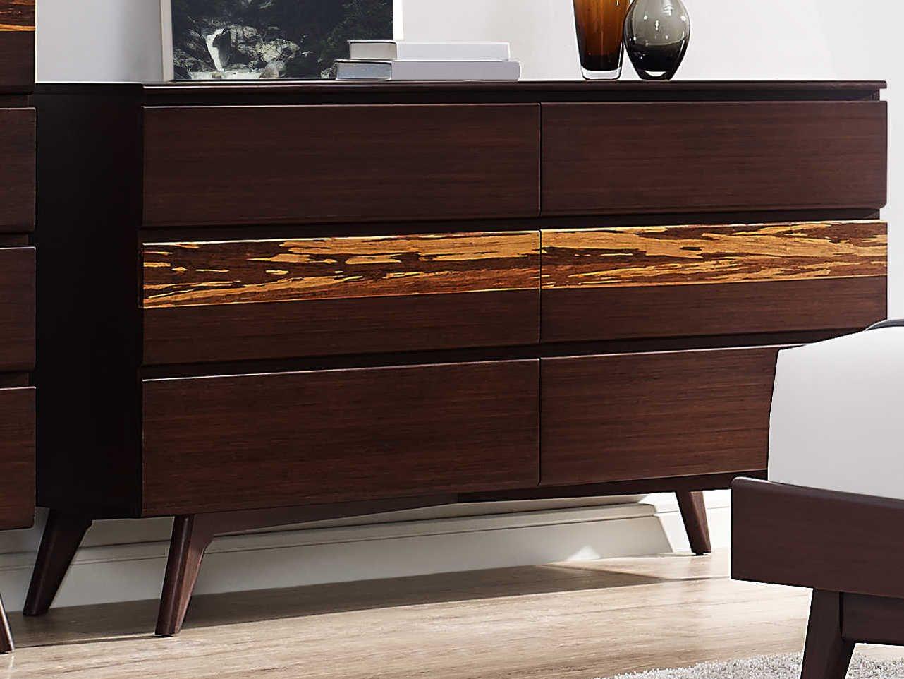 Greenington Azara 6-Drawers Brown Bamboo Wood Double Dresser