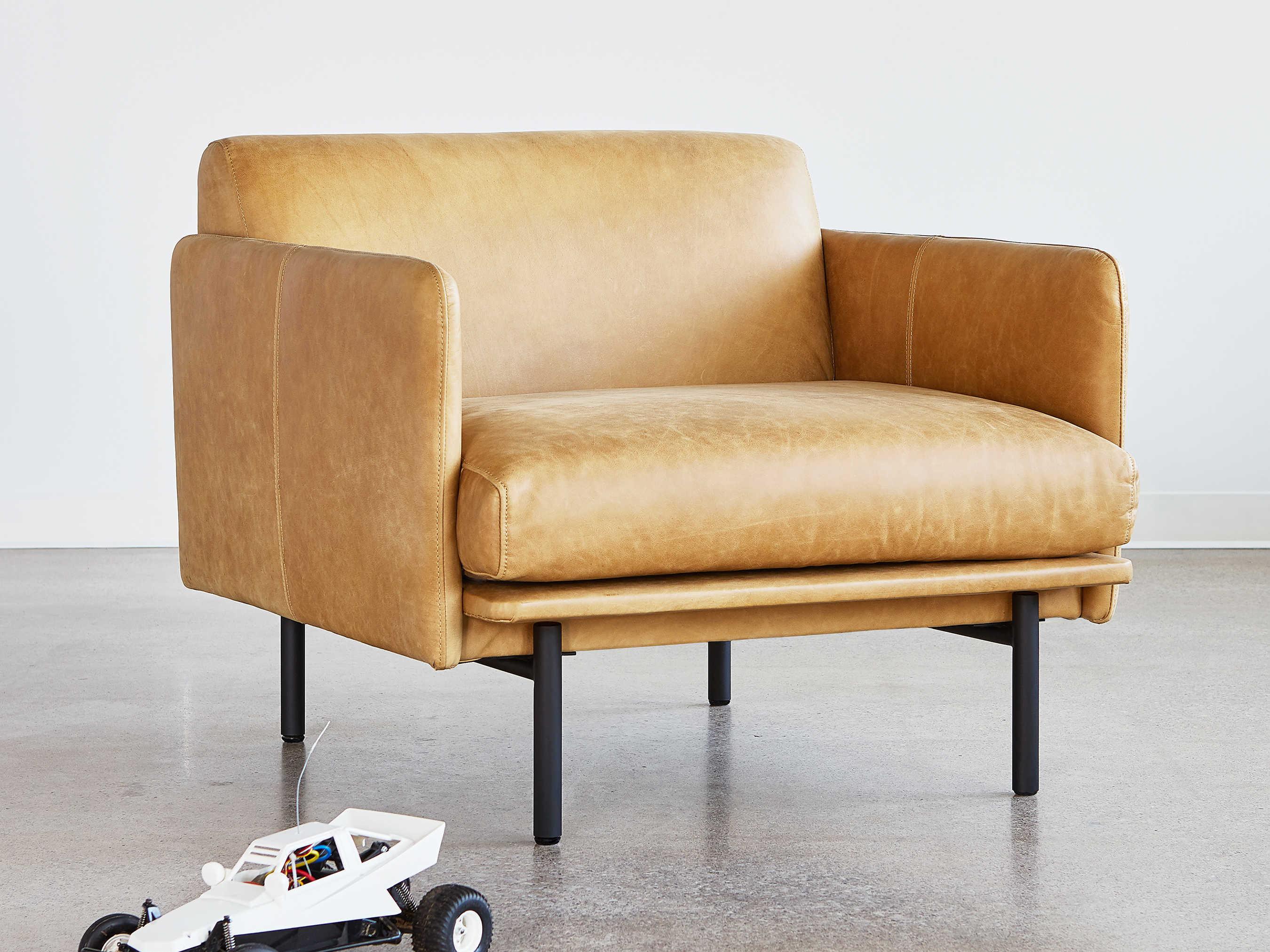 Gus* Modern Foundry Brown Leather Accent Chair