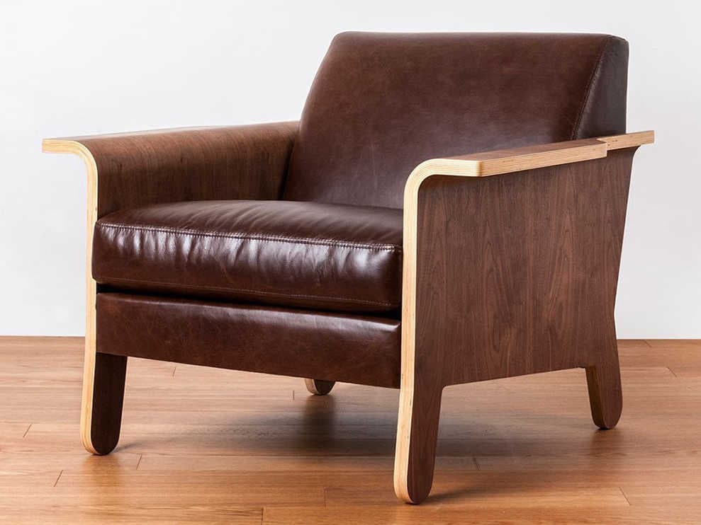 Gus* Modern Lodge Brown Leather Accent Chair