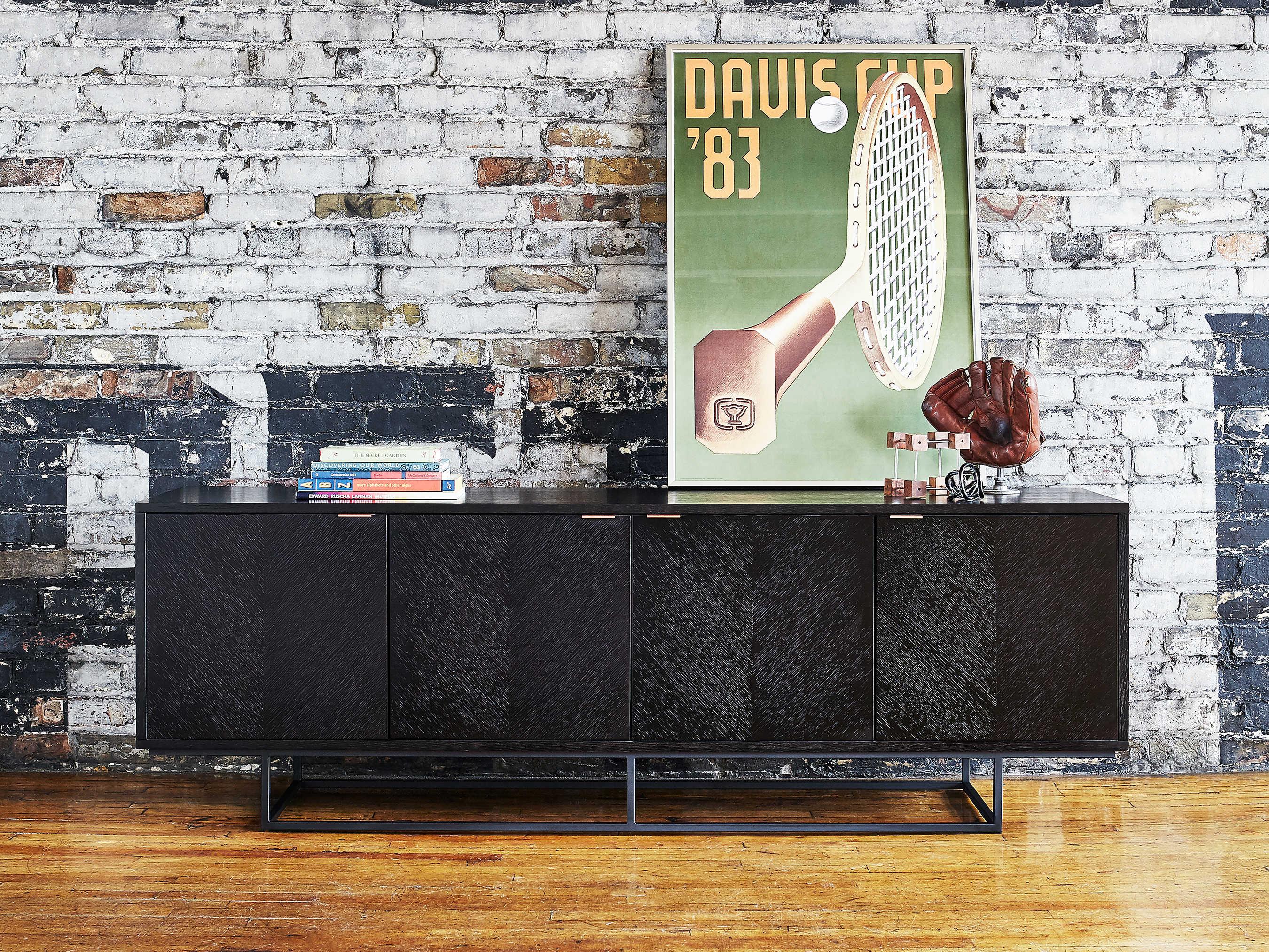 Gus* Modern Myles 72" Oak Wood Black Media Console