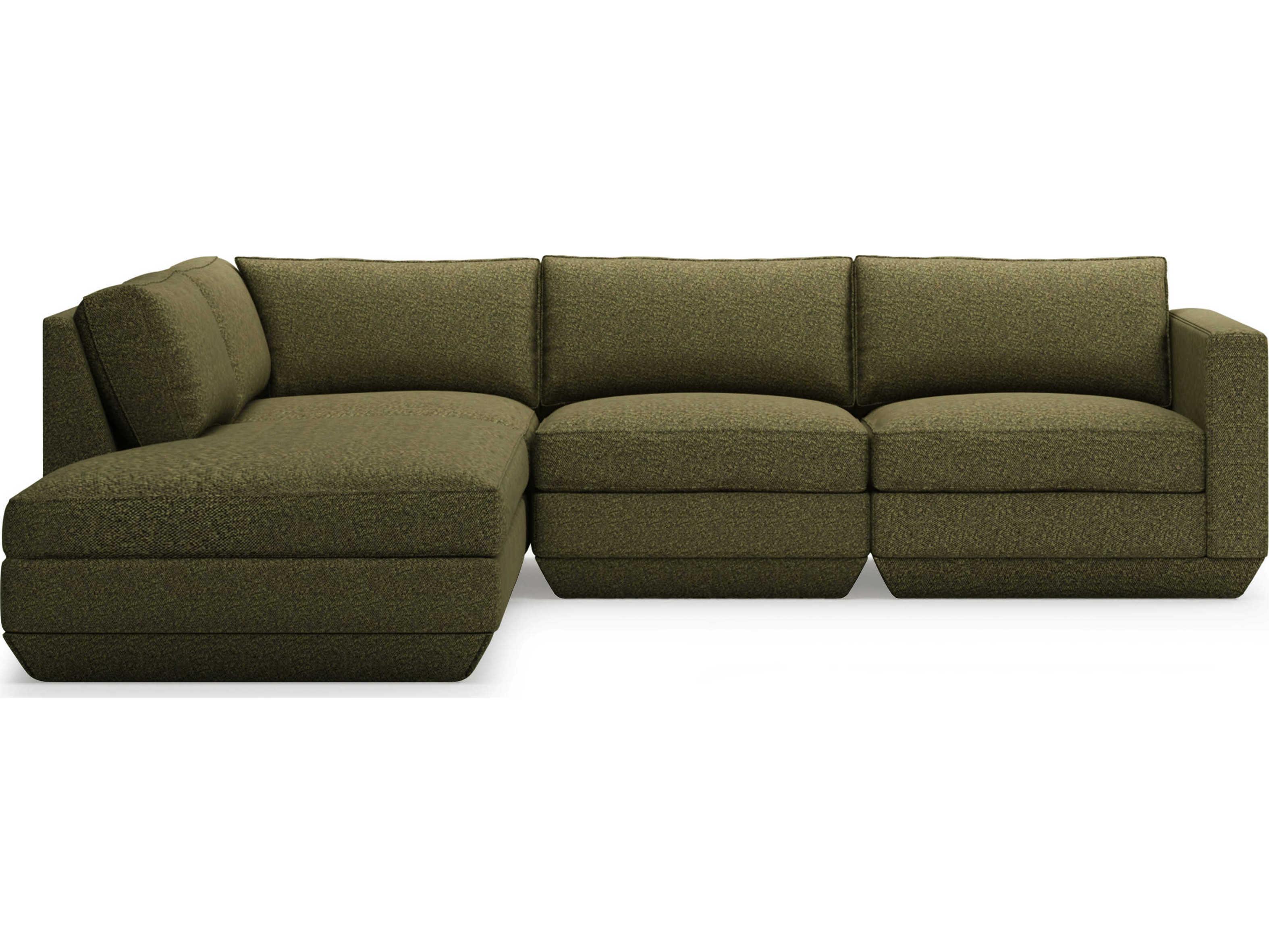Gus* Modern Podium Green Upholstered Sectional Sofa