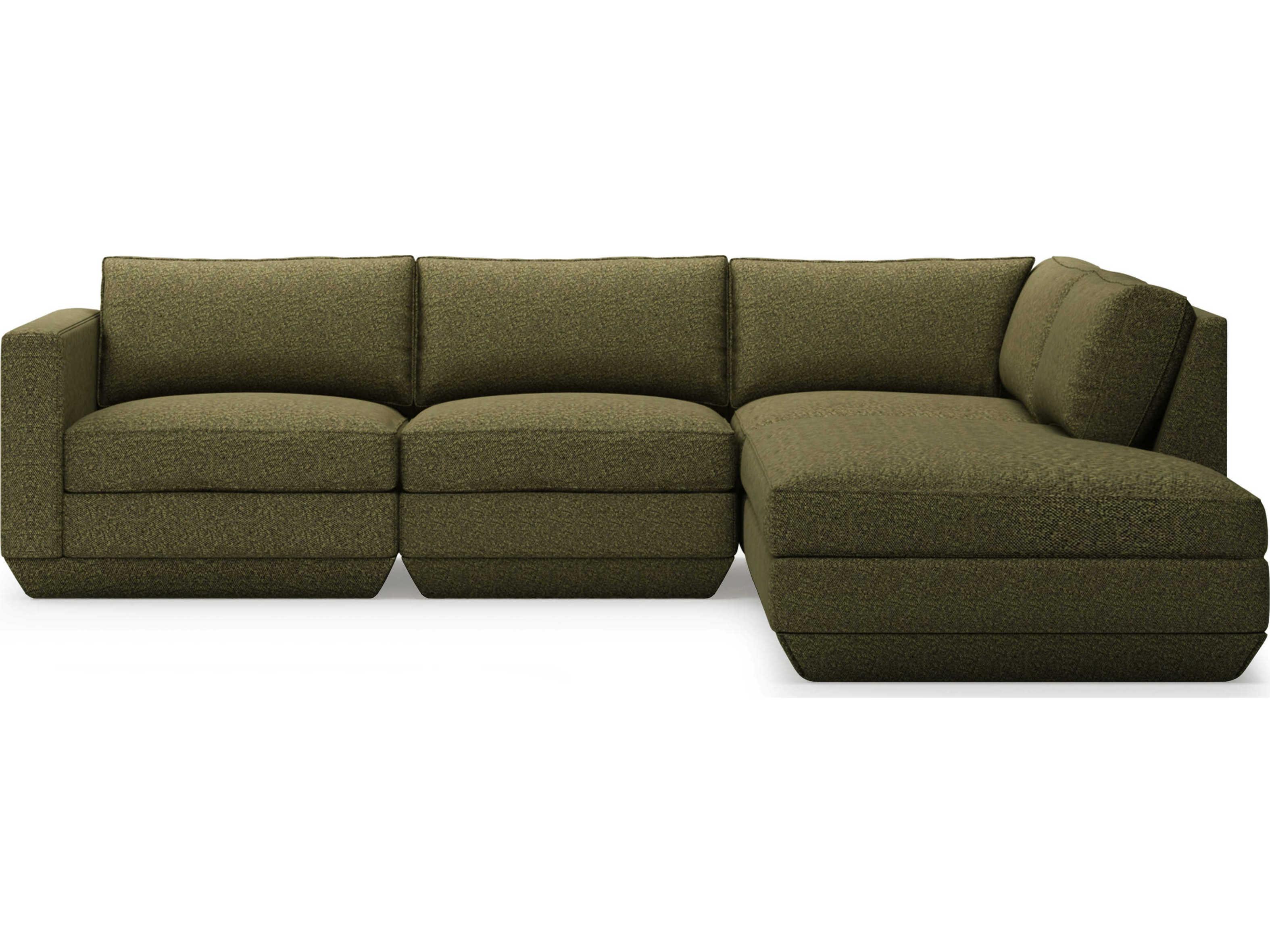 Gus* Modern Podium Green Upholstered Sectional Sofa