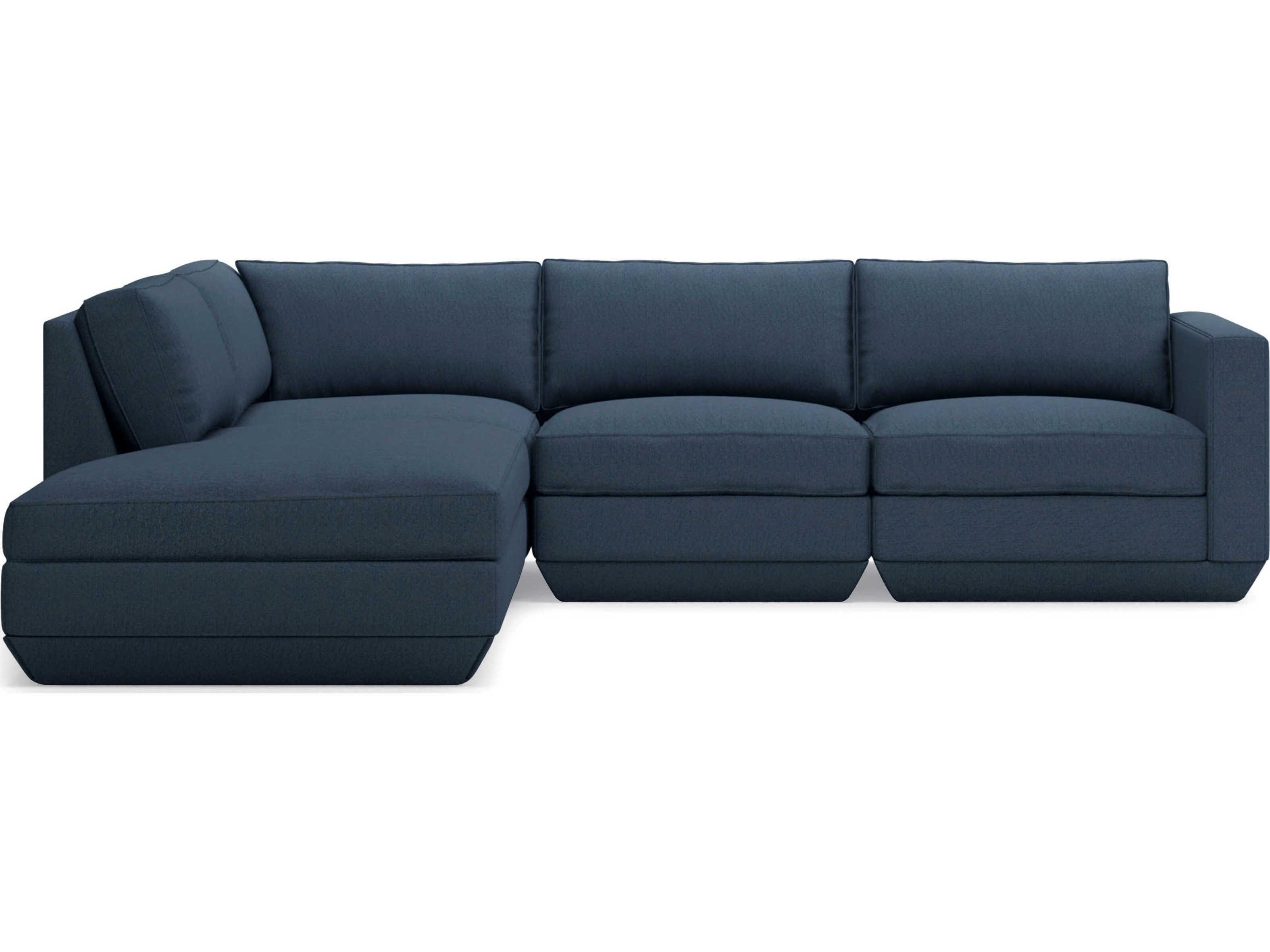 Gus* Modern Podium Blue Upholstered Sectional Sofa