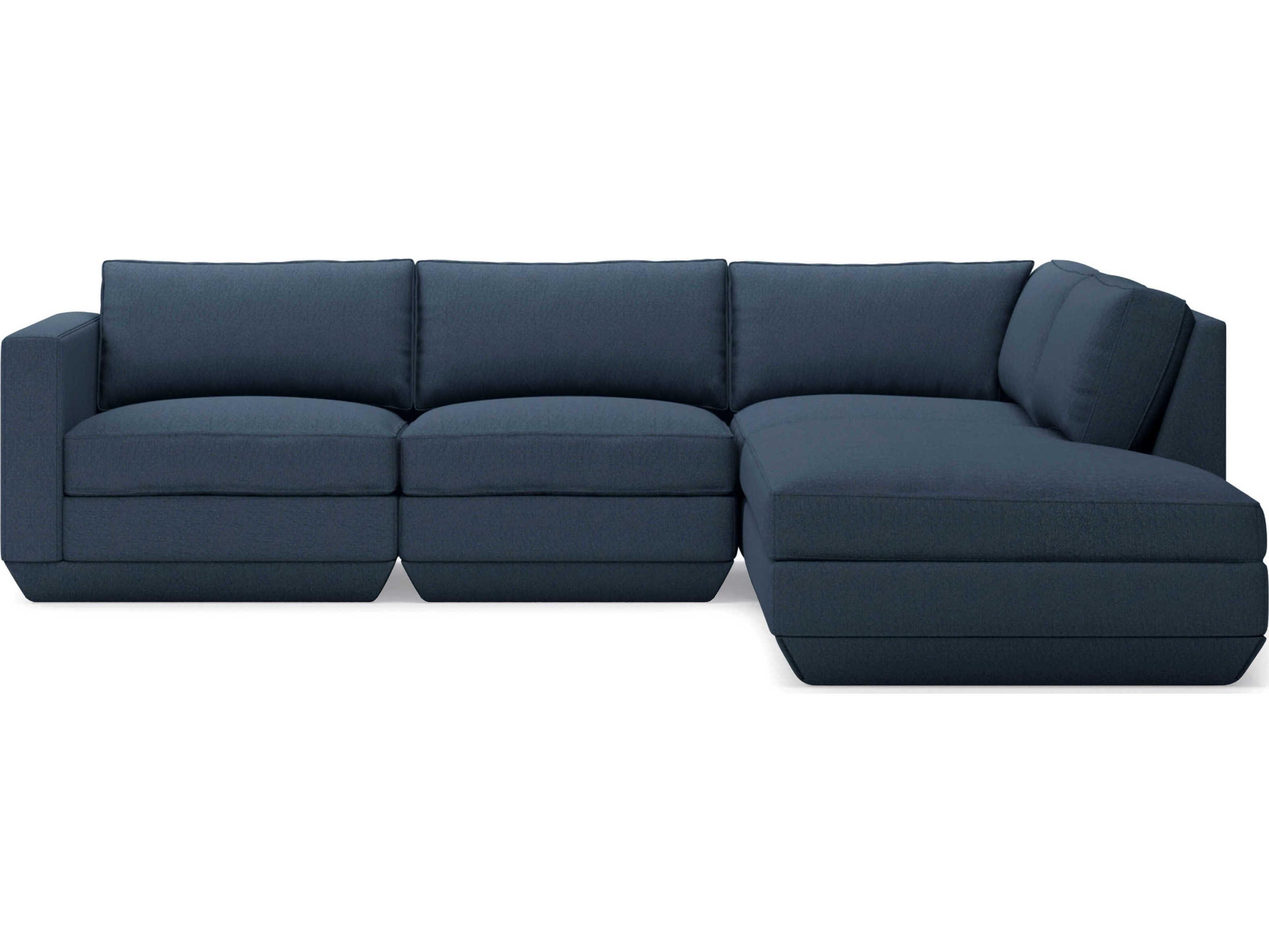 Gus* Modern Podium Blue Upholstered Sectional Sofa