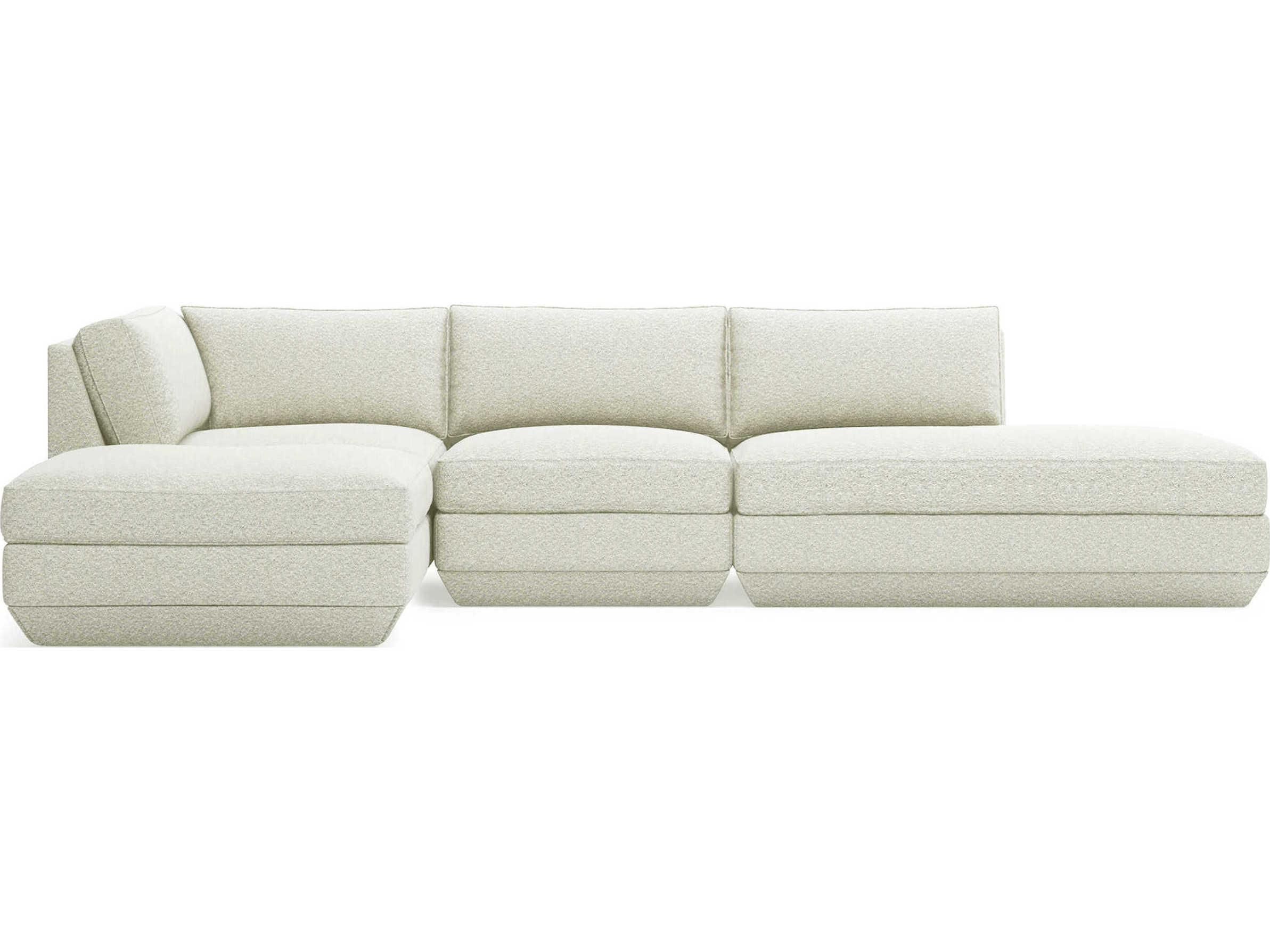 Gus* Modern Podium White Upholstered Sectional Sofa
