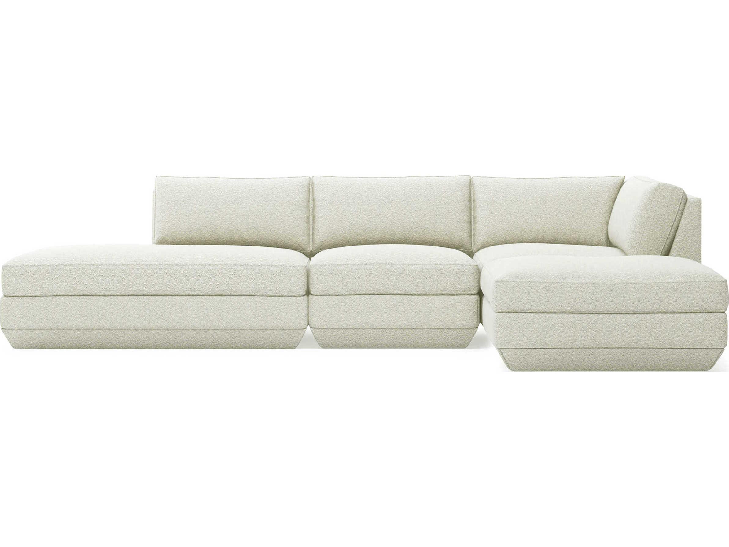 Gus* Modern Podium White Upholstered Sectional Sofa