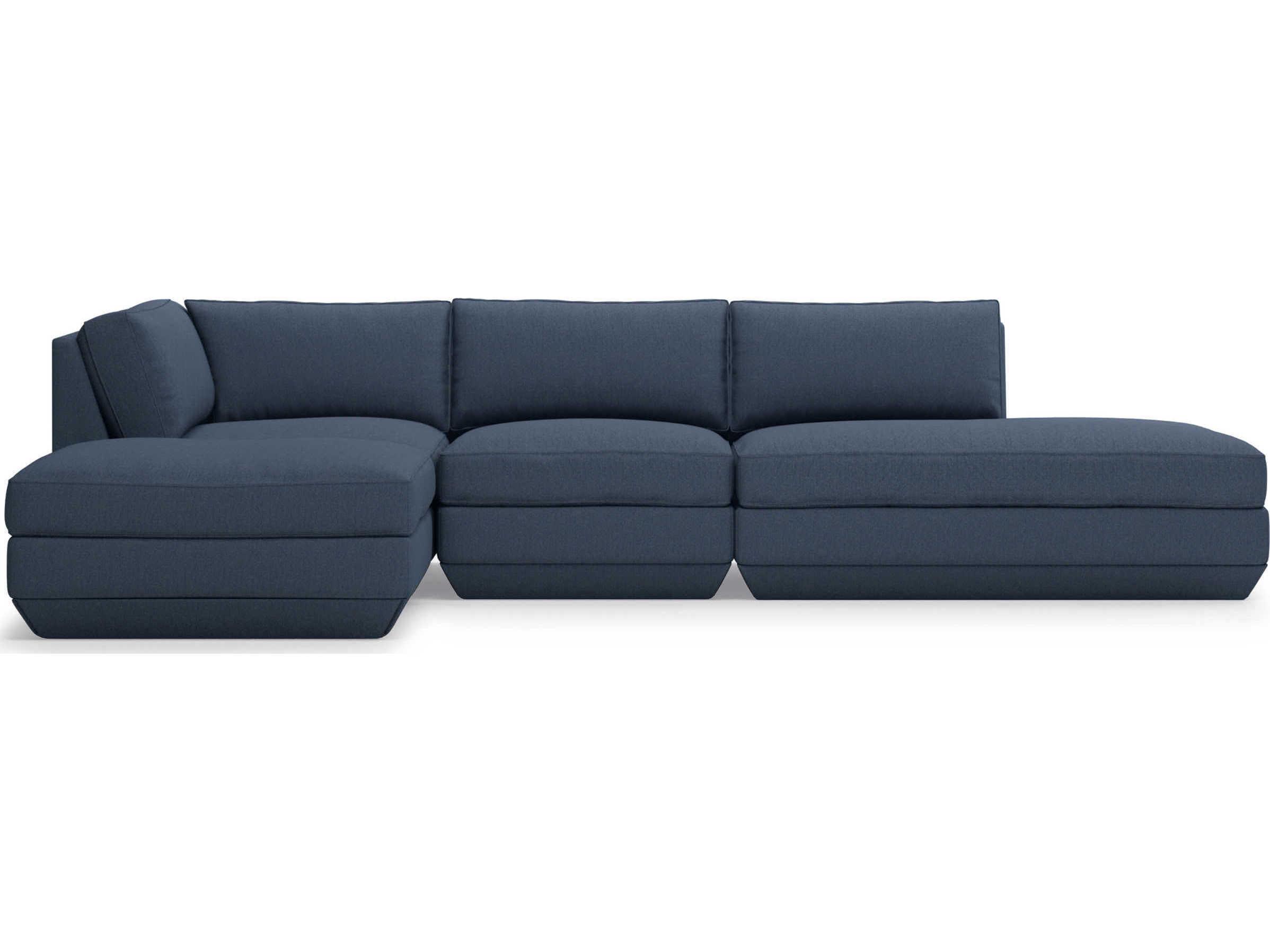 Gus* Modern Podium Blue Upholstered Sectional Sofa