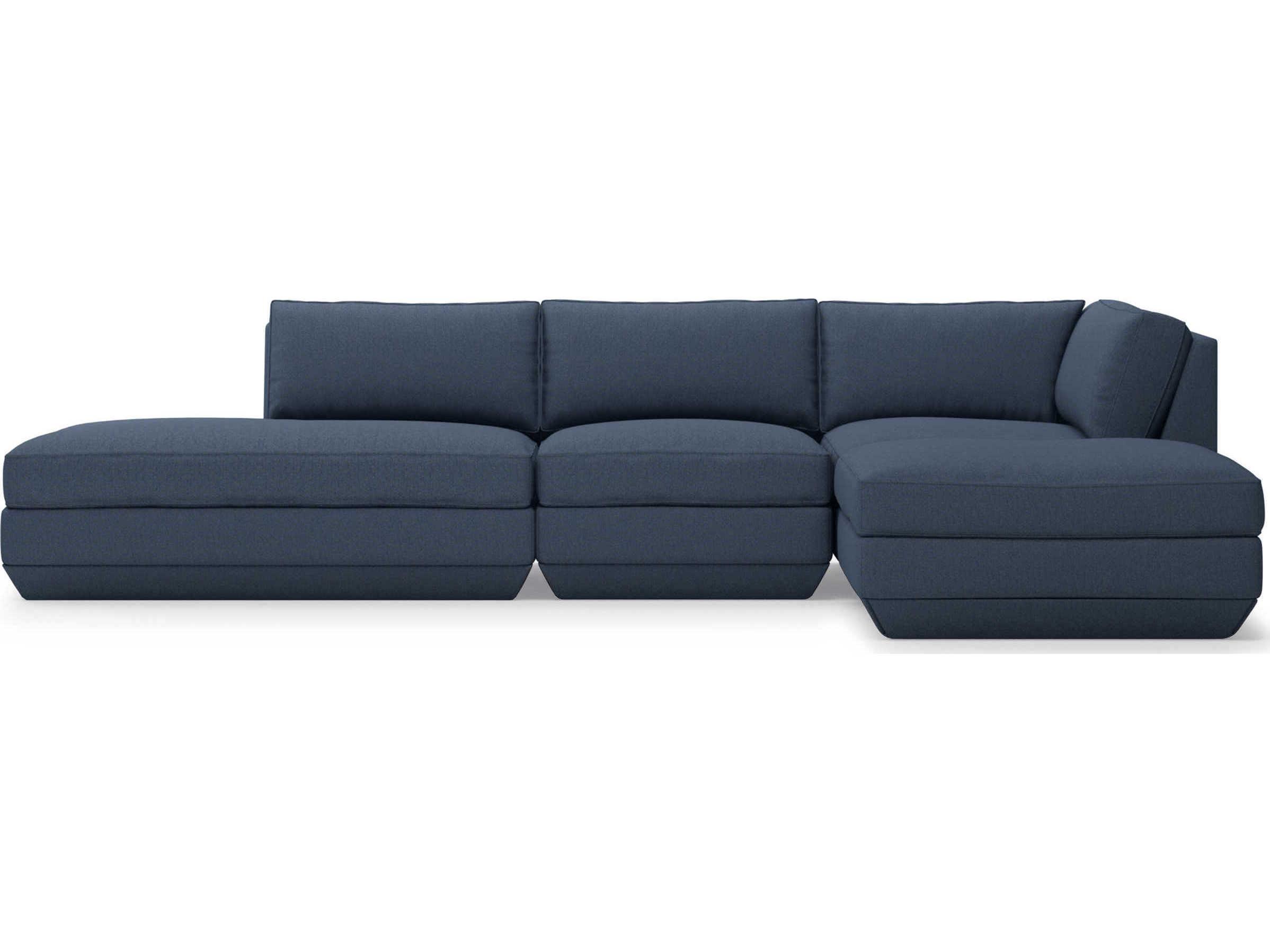 Gus* Modern Podium Blue Upholstered Sectional Sofa