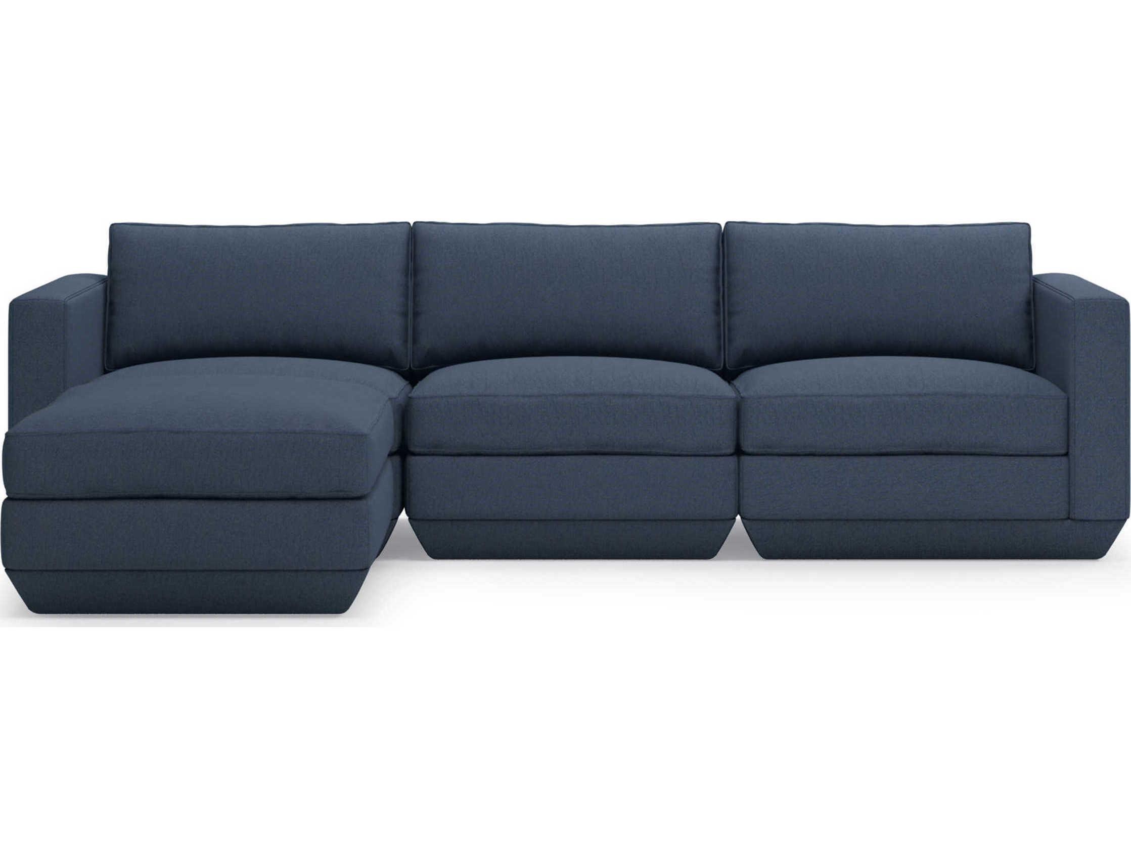 Gus* Modern Podium Blue Upholstered Sectional Sofa