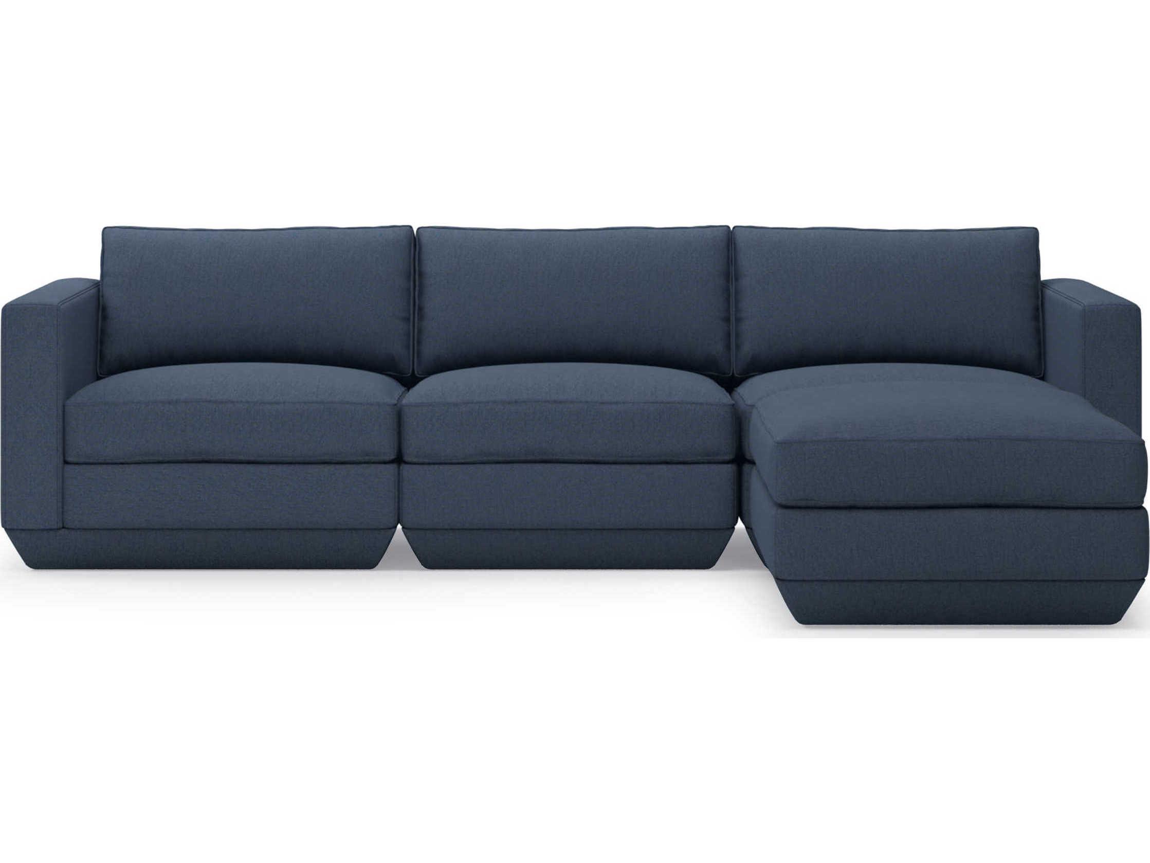 Gus* Modern Podium Blue Upholstered Sectional Sofa