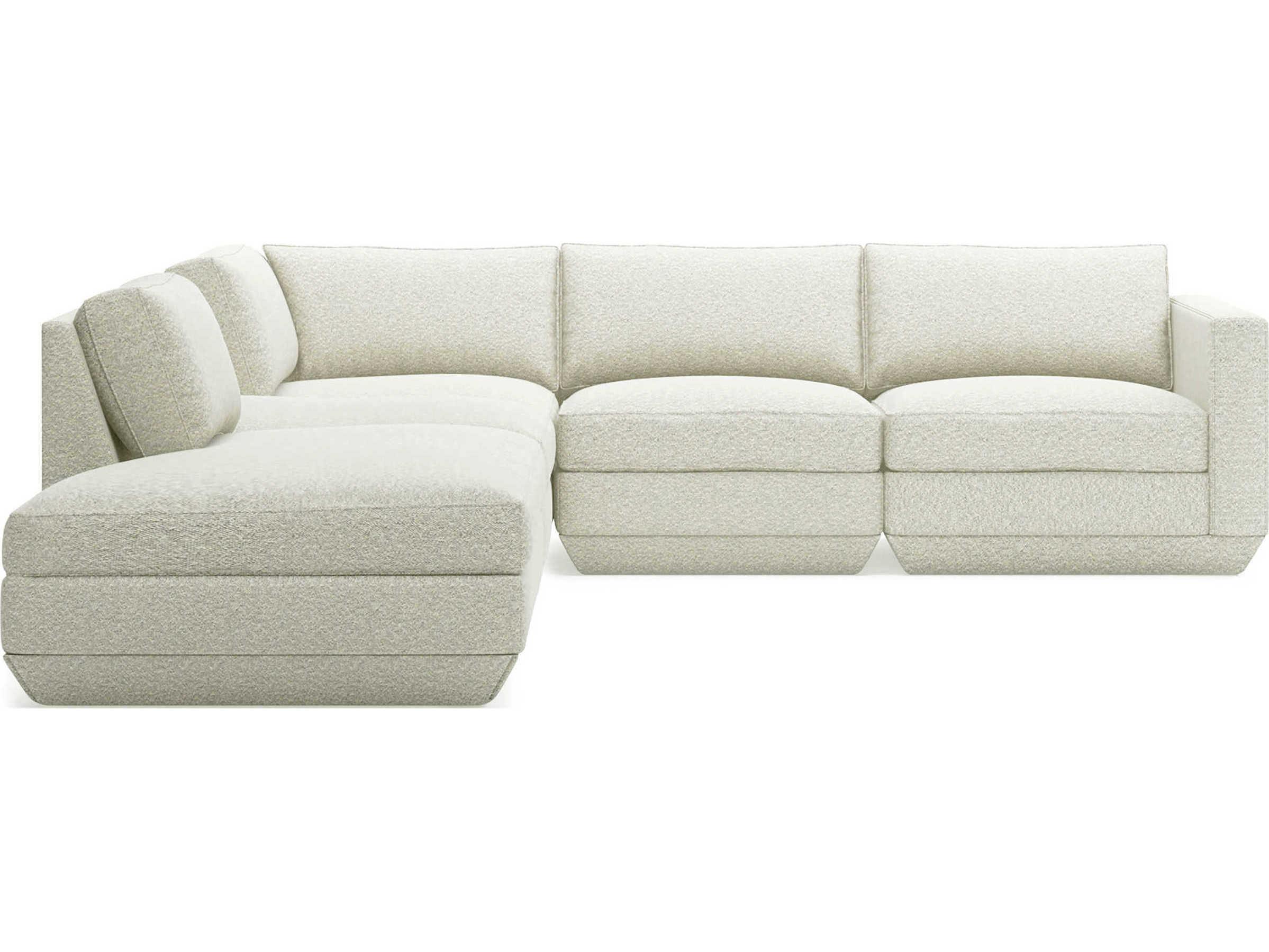 Gus* Modern Podium White Upholstered Sectional Sofa
