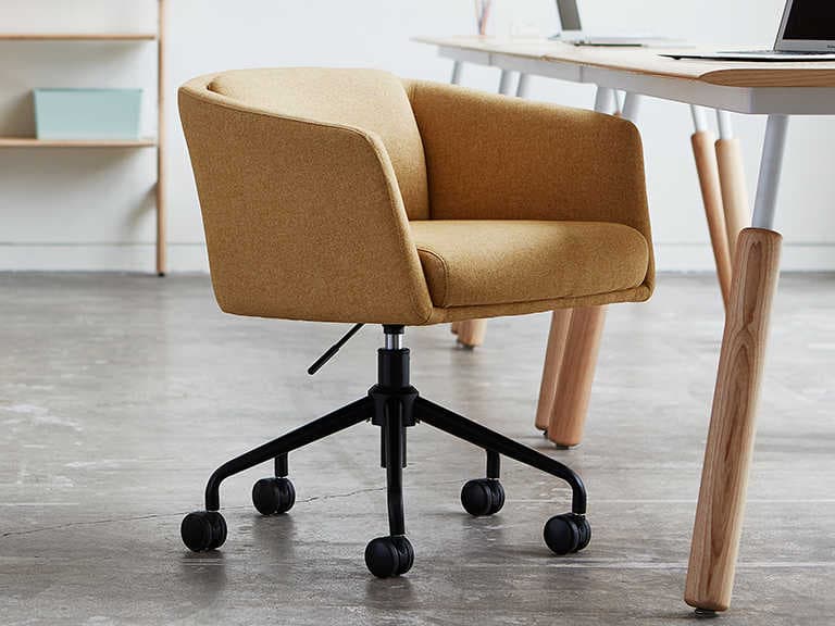 Gus* Modern Radius Yellow Upholstered Adjustable Swivel Executive Desk Chair