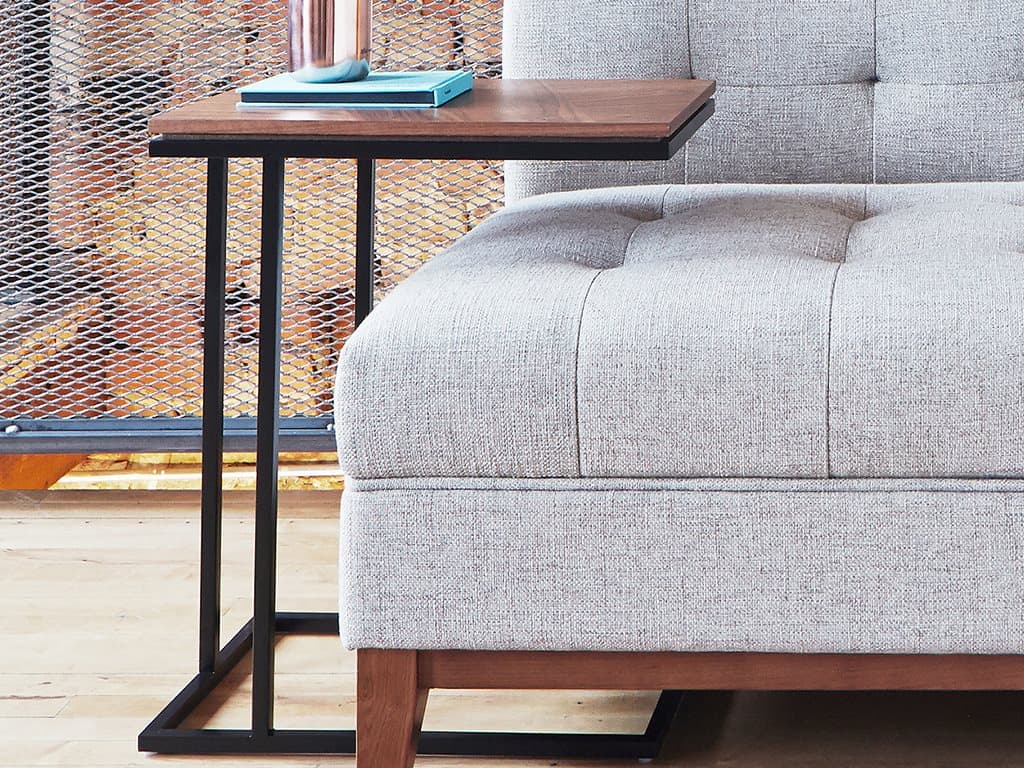 Gus* Modern Tobias Rectangular Wood Walnut Black End Table