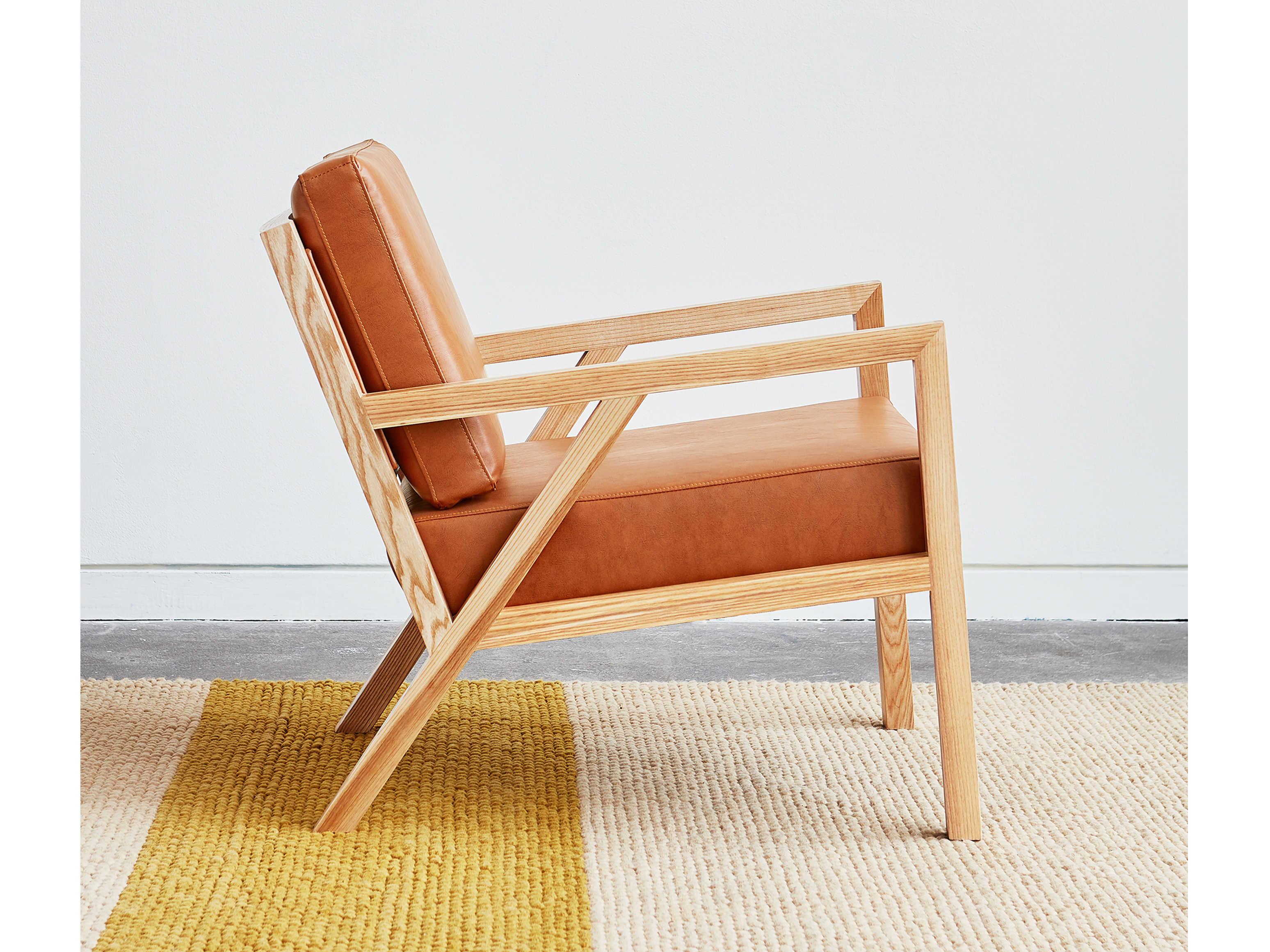 Gus* Modern Truss Brown Leather Accent Chair