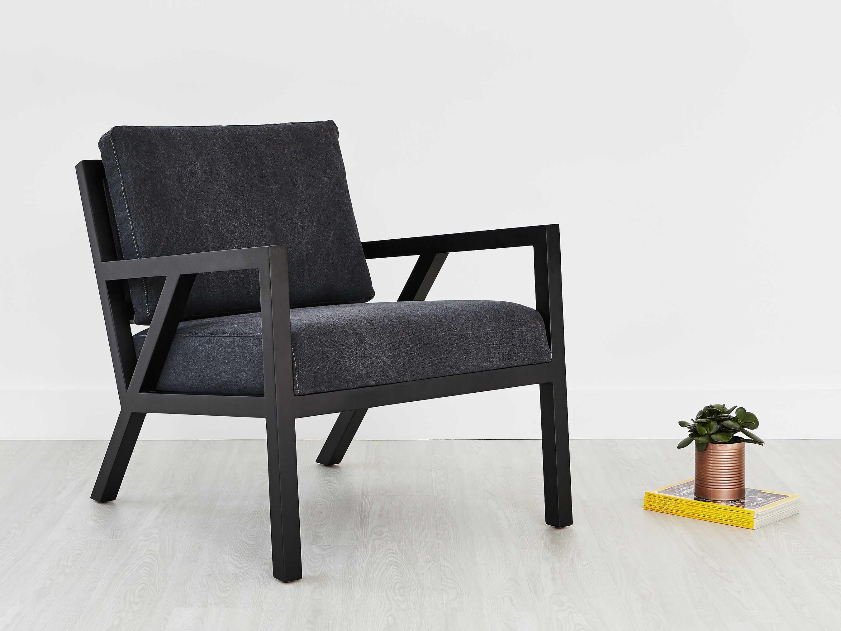 Gus* Modern Truss Black Fabric Accent Chair