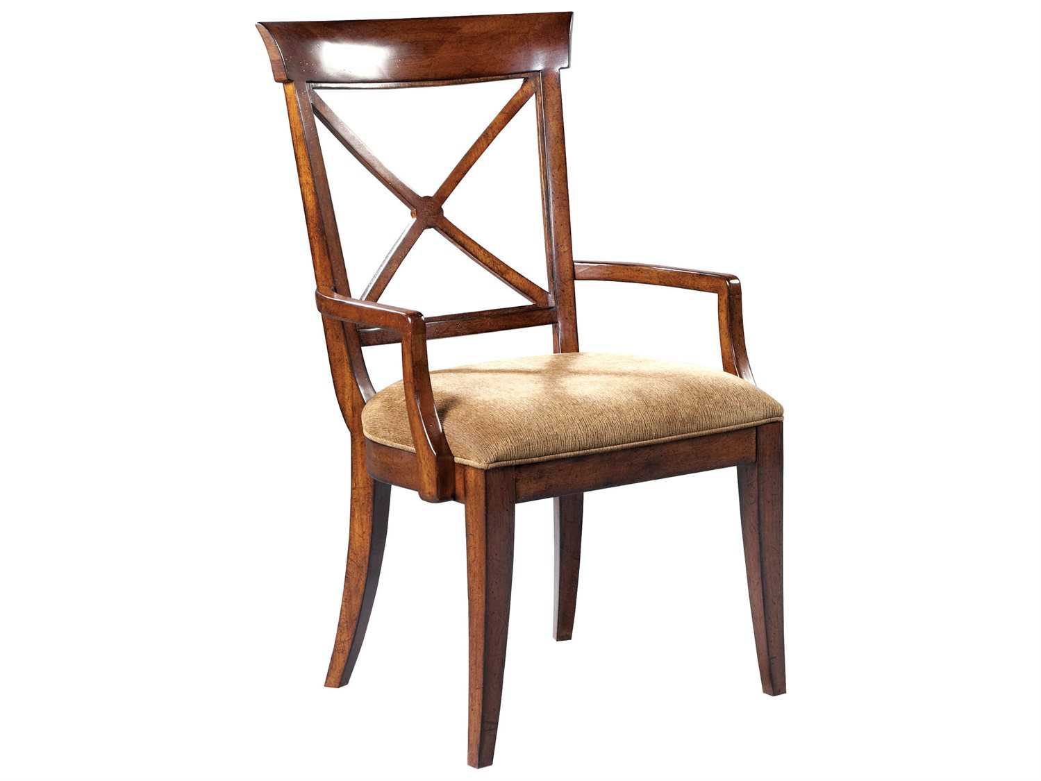 Hekman European Legacy Solid Wood Brown Upholstered Arm Dining Chair