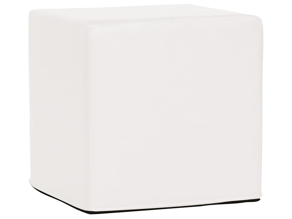 Howard Elliott Outdoor Patio Atlantis White Fabric Cushion Ottoman