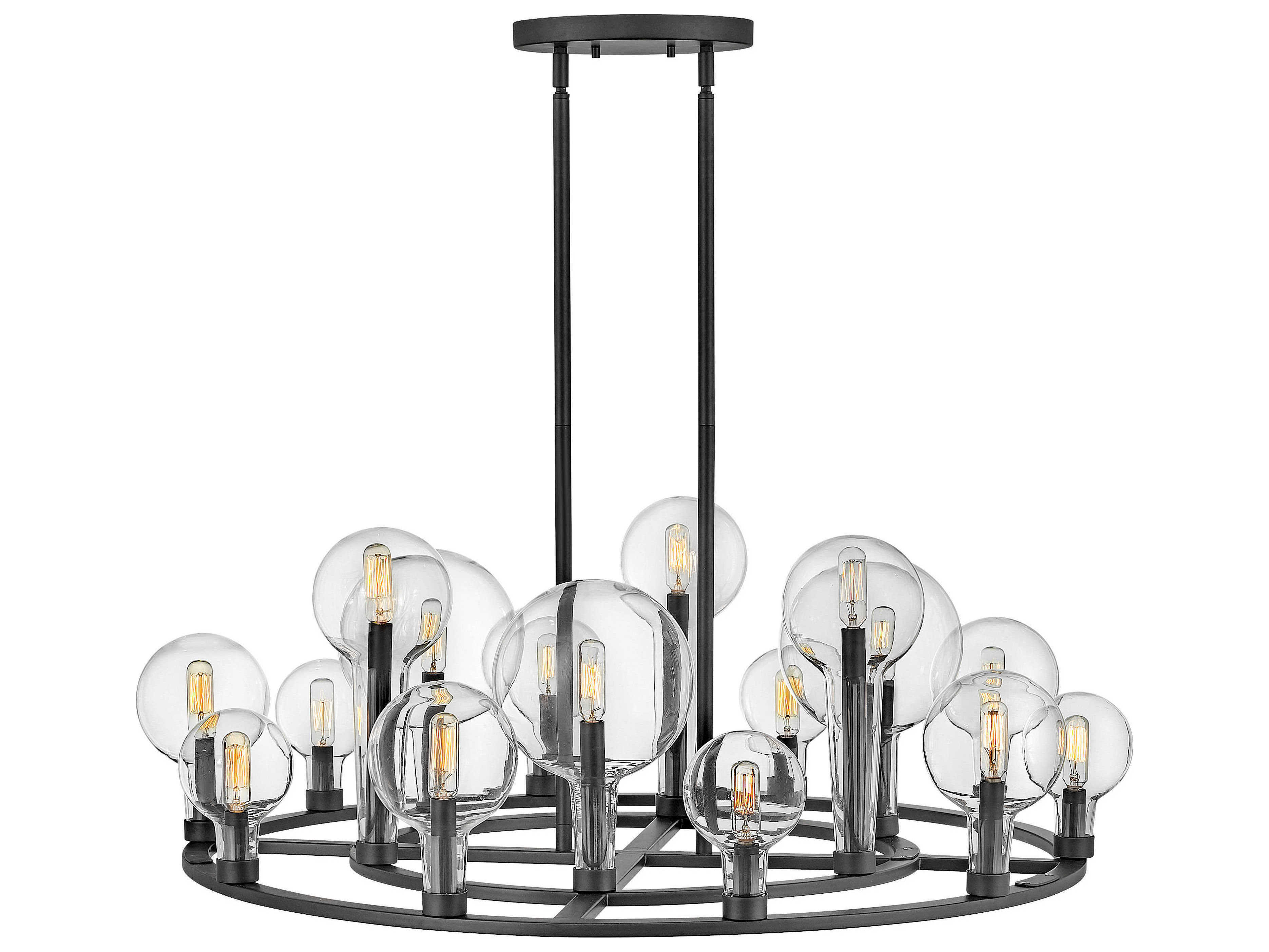 Hinkley Alchemy 16-Light6-Light Black Glass Candelabra Globe Chandelier