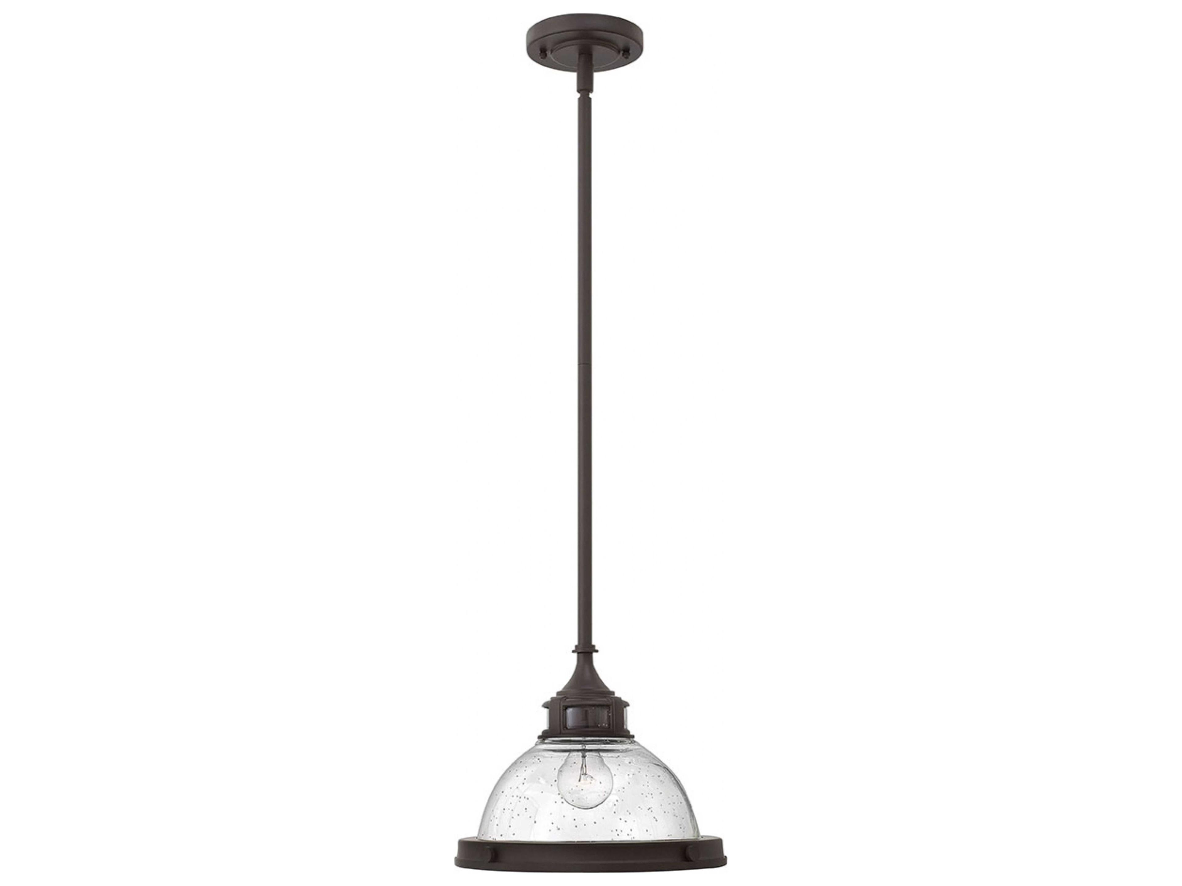 Hinkley Amelia 1-Light Buckeye Bronze Glass Bell Dome Mini Pendant