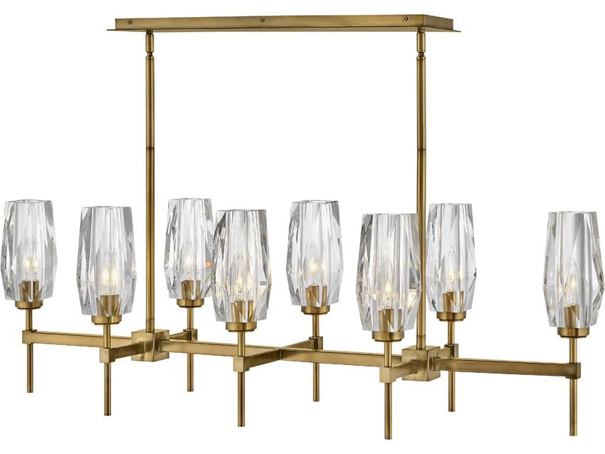 Hinkley Ana 8-Light Heritage Brass Crystal Bell Island Pendant