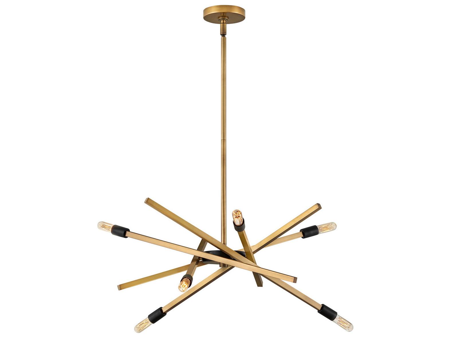 Hinkley Archer 6-Light Heritage Brass Black Candelabra Sputnik Chandelier