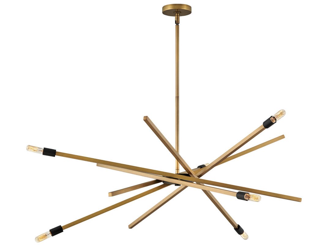 Hinkley Archer 6-Light Heritage Brass Black Candelabra Sputnik Chandelier