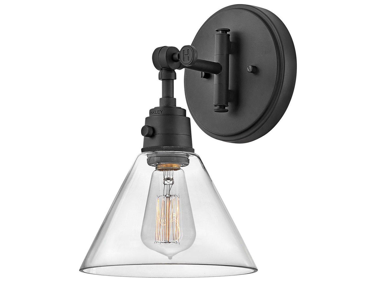 Hinkley Arti 1-Light Black With Clear Glass Wall Sconce
