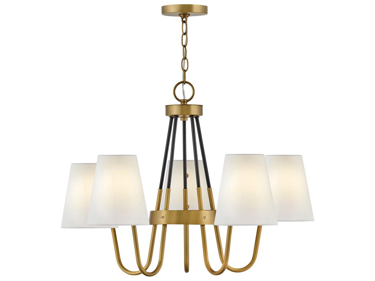 Hinkley Aston 5-Light Heritage Brass Black Bell Candelabra Chandelier