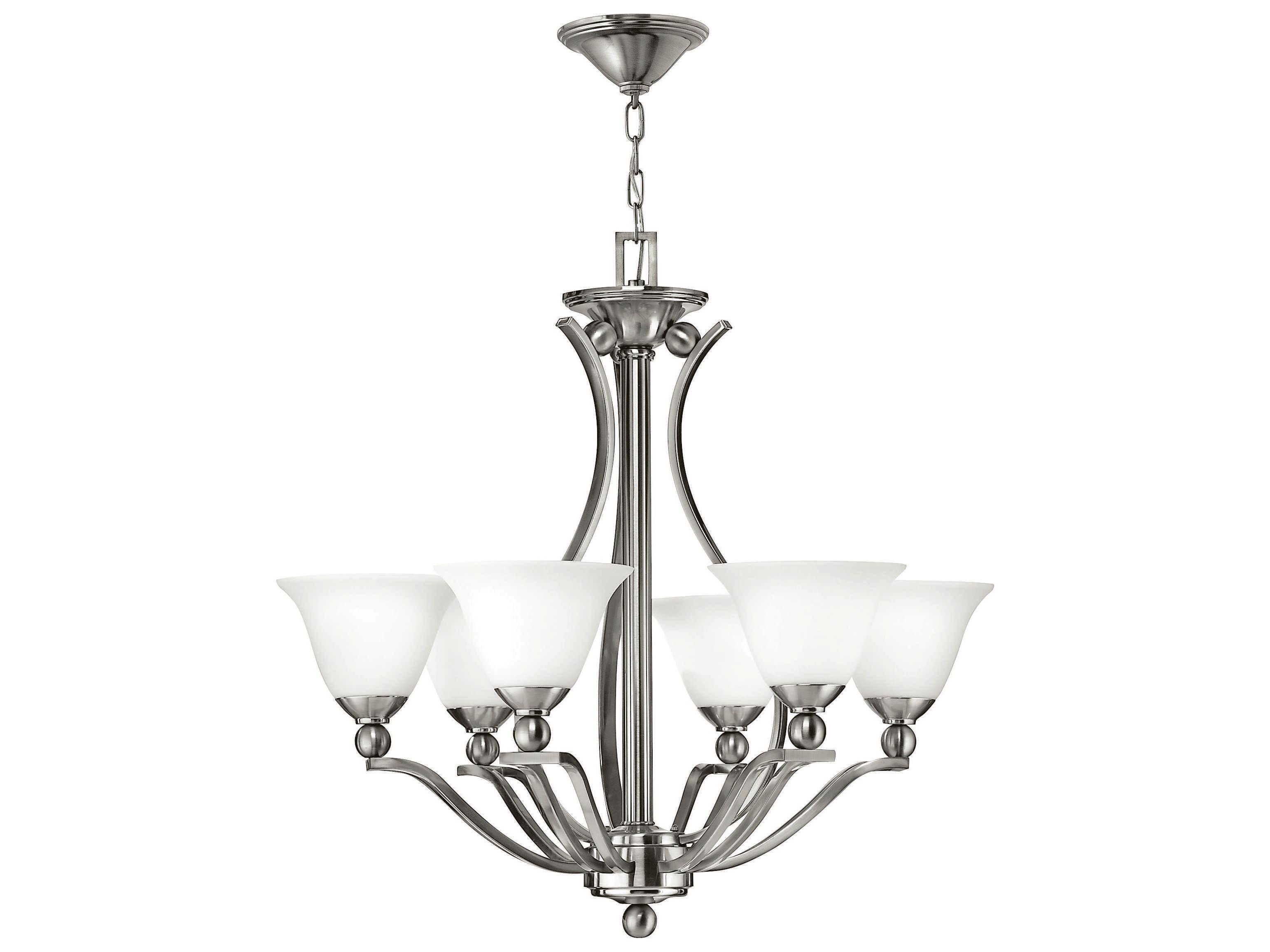 Hinkley Bolla 6-Light Brushed Nickel Glass Bell Chandelier
