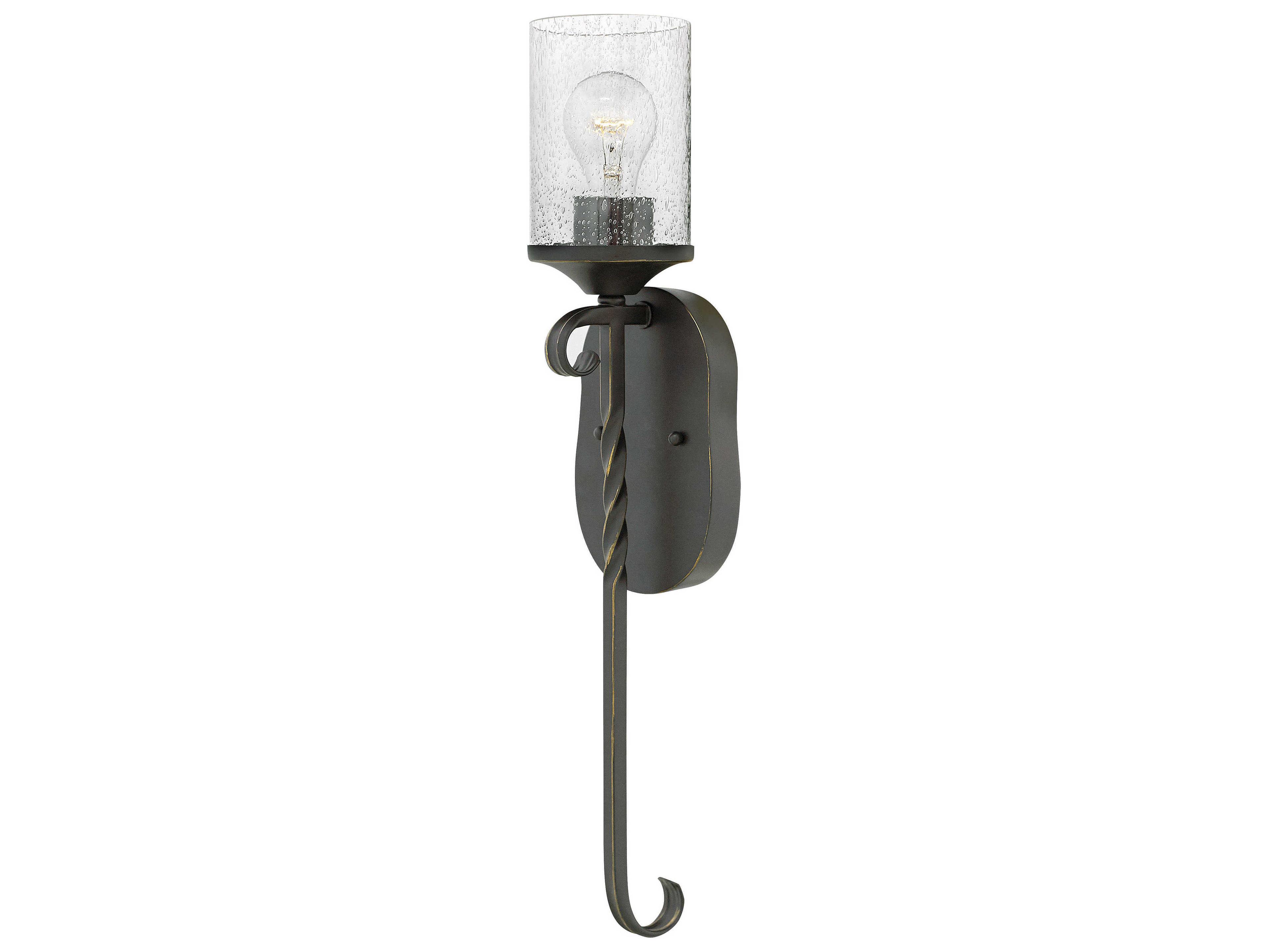Hinkley Casa 1-Light Olde Black With Clear Seedy Glass Wall Sconce