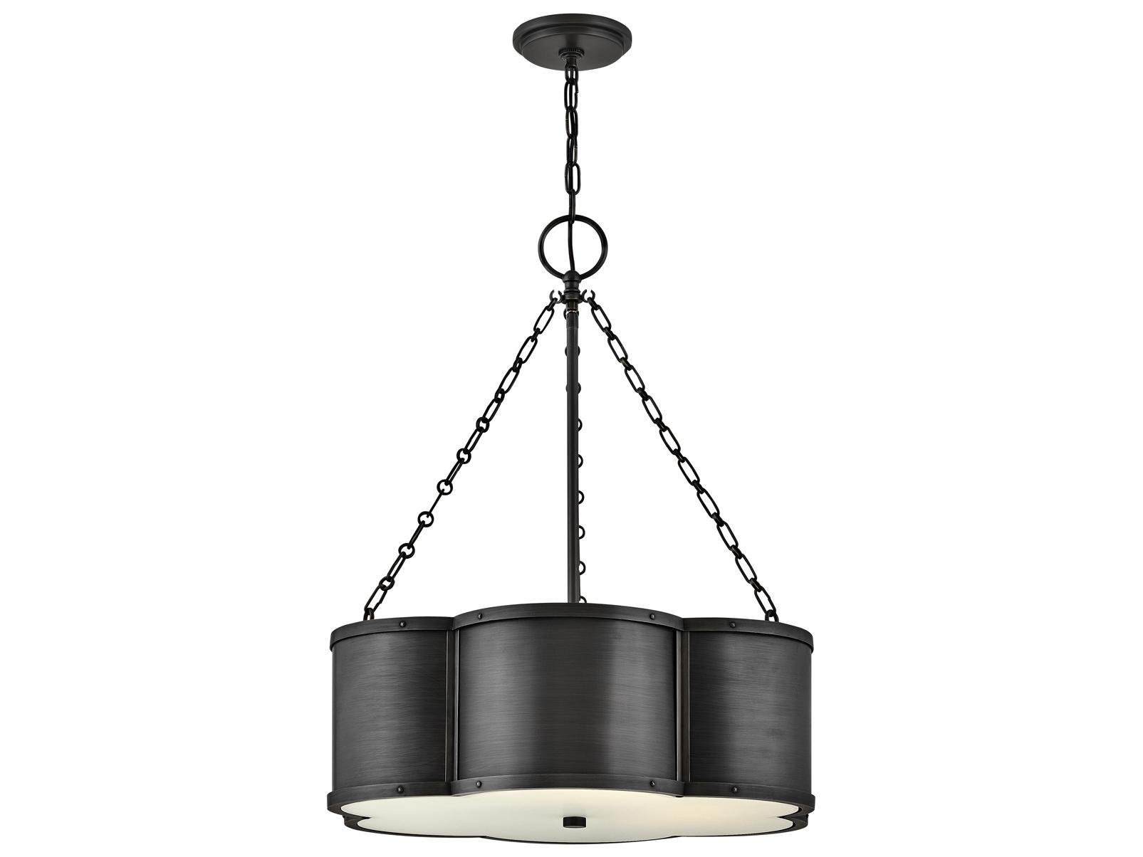 Hinkley Chance 3-Light Blackened Brass Glass Geometric Pendant