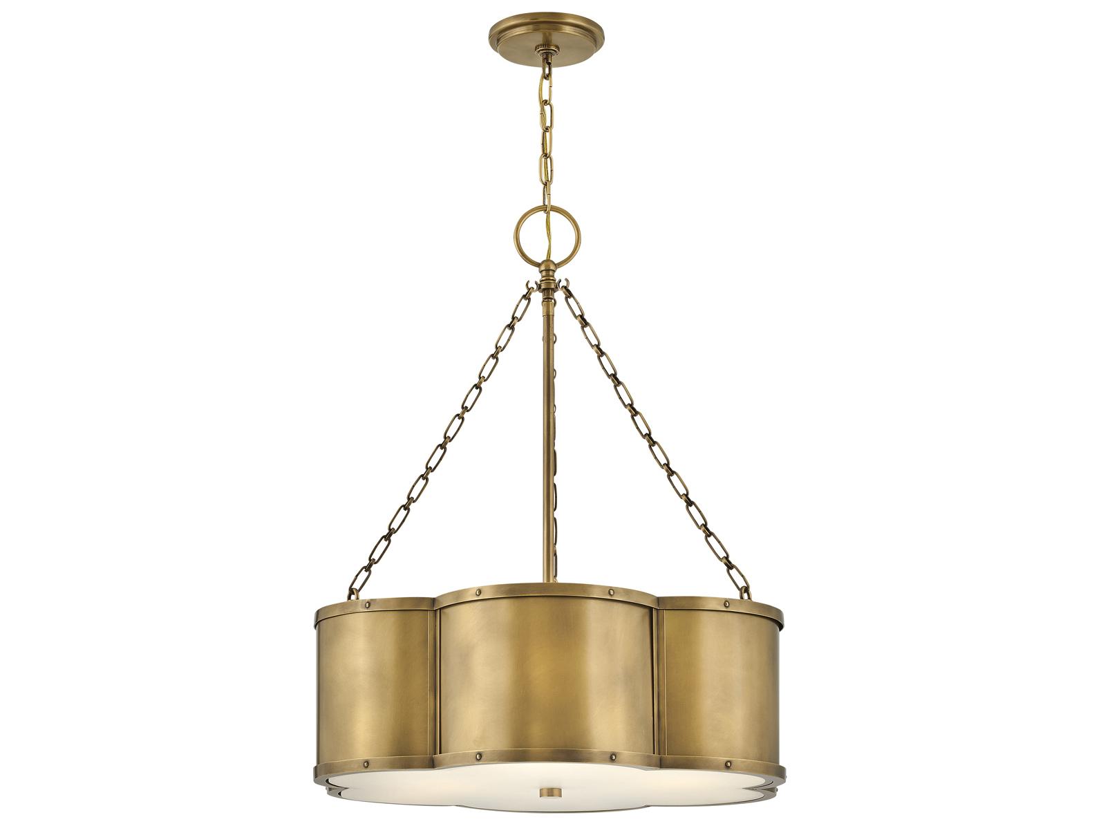 Hinkley Chance 3-Light Heritage Brass Glass Geometric Pendant