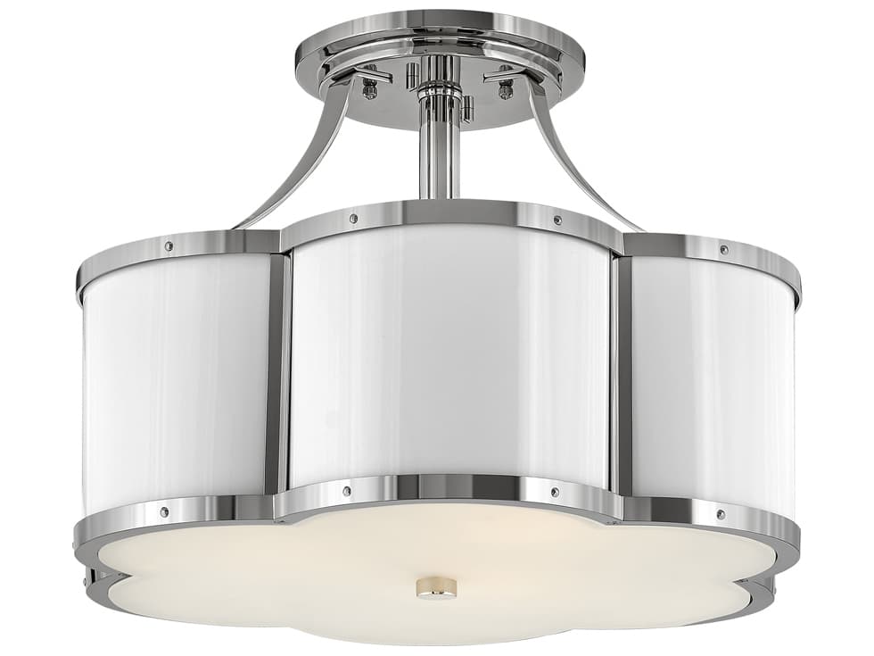 Hinkley Chance 3-Light Polished Nickel Glass Geometric Semi Flush Mount