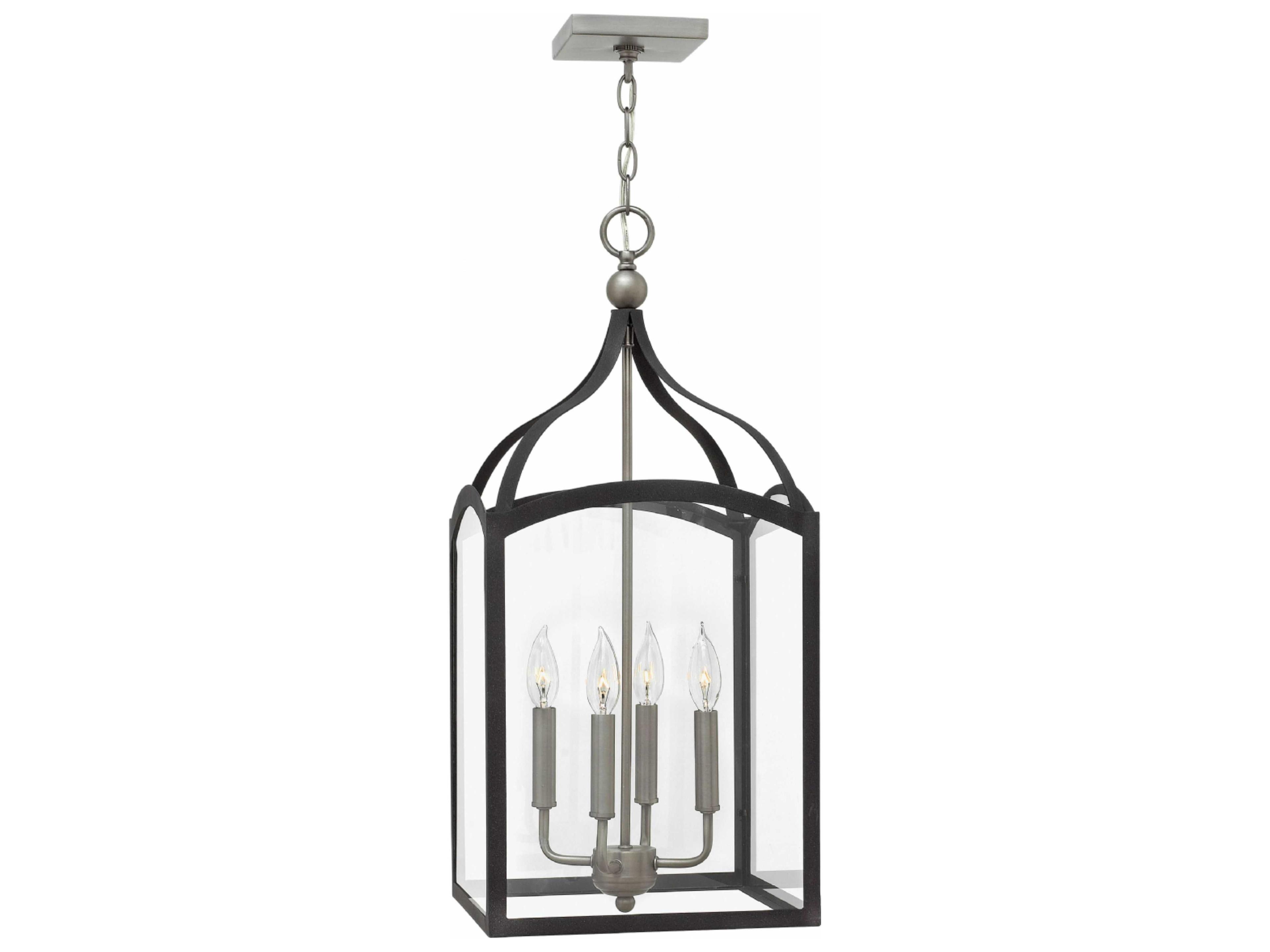 Hinkley Clarendon 4-Light Aged Zinc Black Glass Candelabra Chandelier