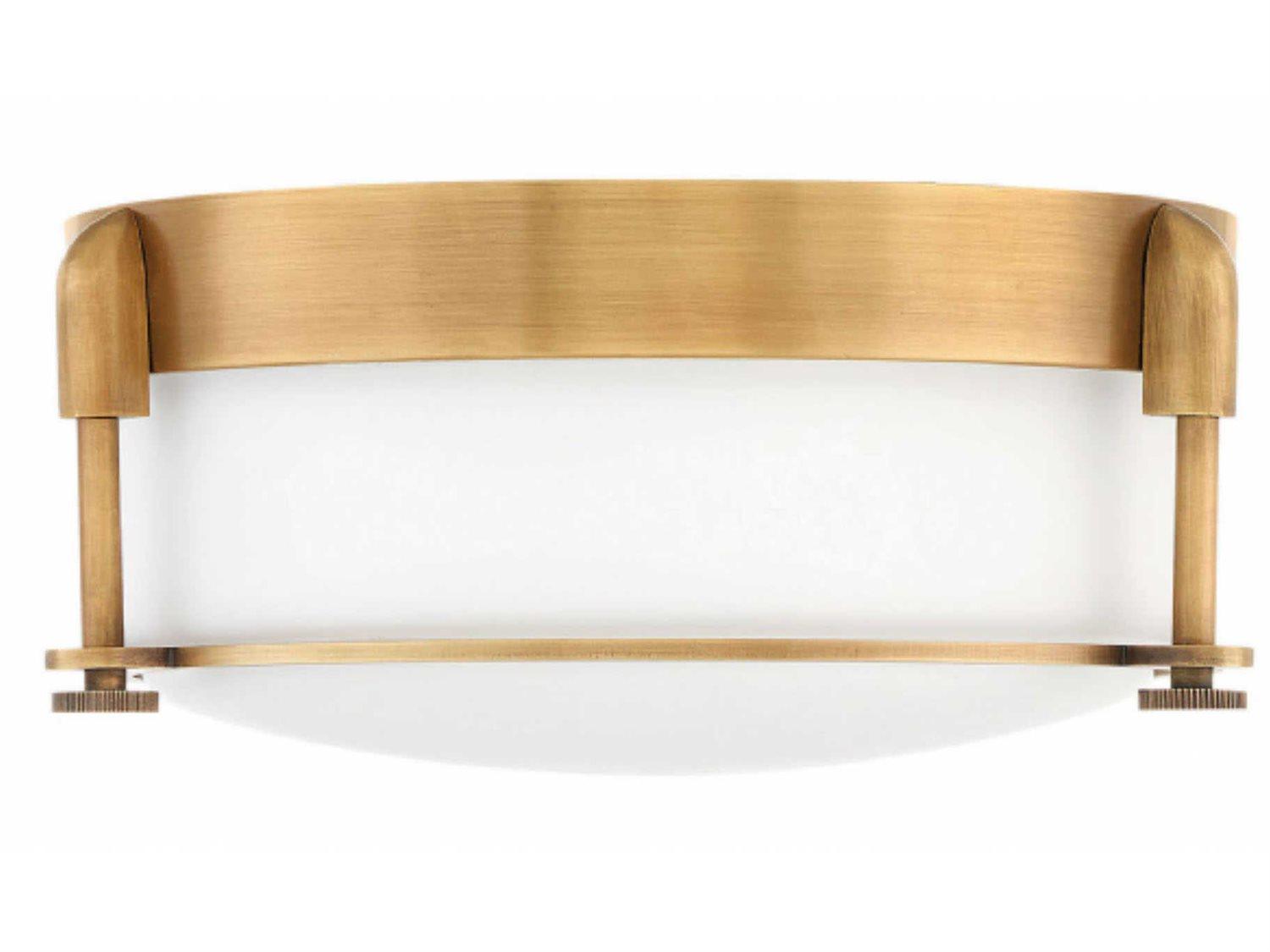 Hinkley Colbin 2-Light Heritage Brass Glass Drum Flush Mount