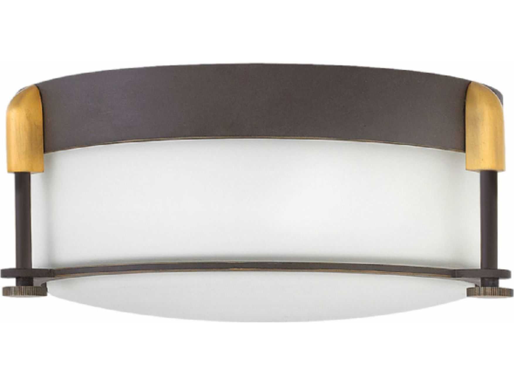 Hinkley Colbin 2-Light Oil Rubbed Bronze Glass Drum Flush Mount