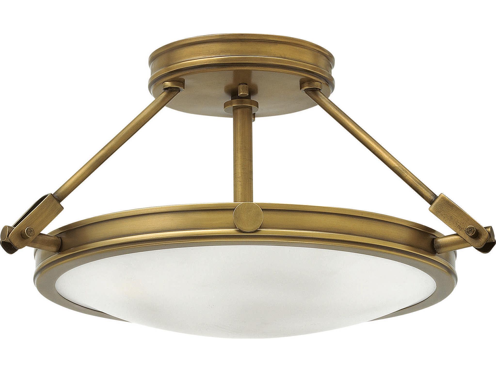 Hinkley Collier 3-Light Heritage Brass Glass Bowl Semi Flush Mount