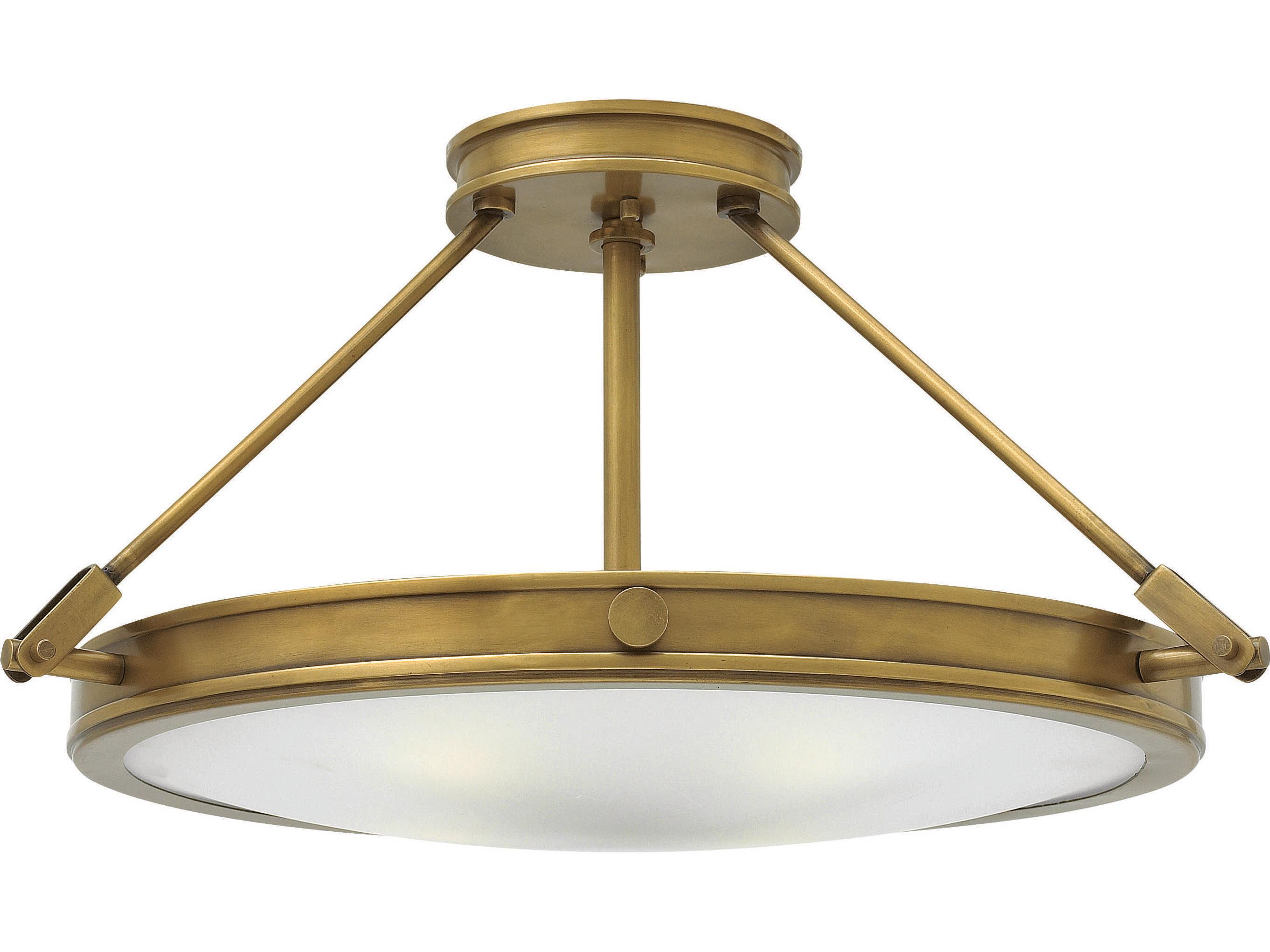 Hinkley Collier 4-Light Heritage Brass Glass Bowl Semi Flush Mount