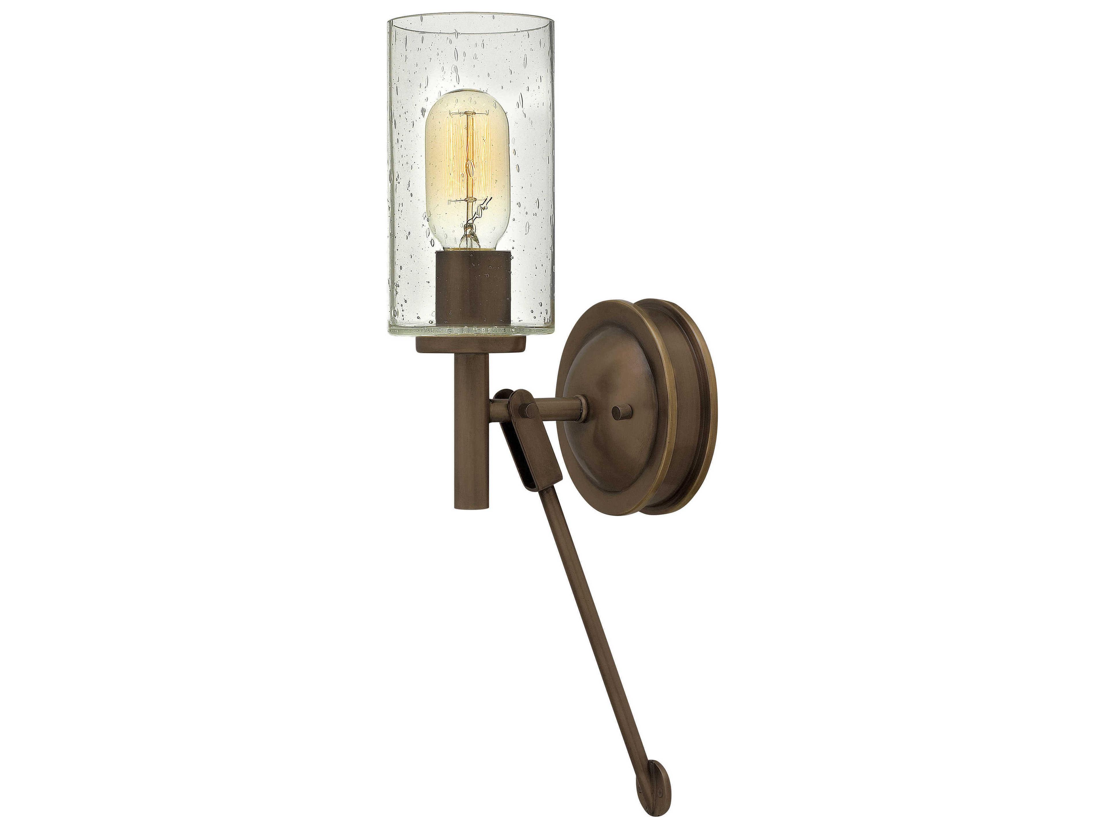 Hinkley Collier 1-Light Light Oiled Bronze Glass Wall Sconce