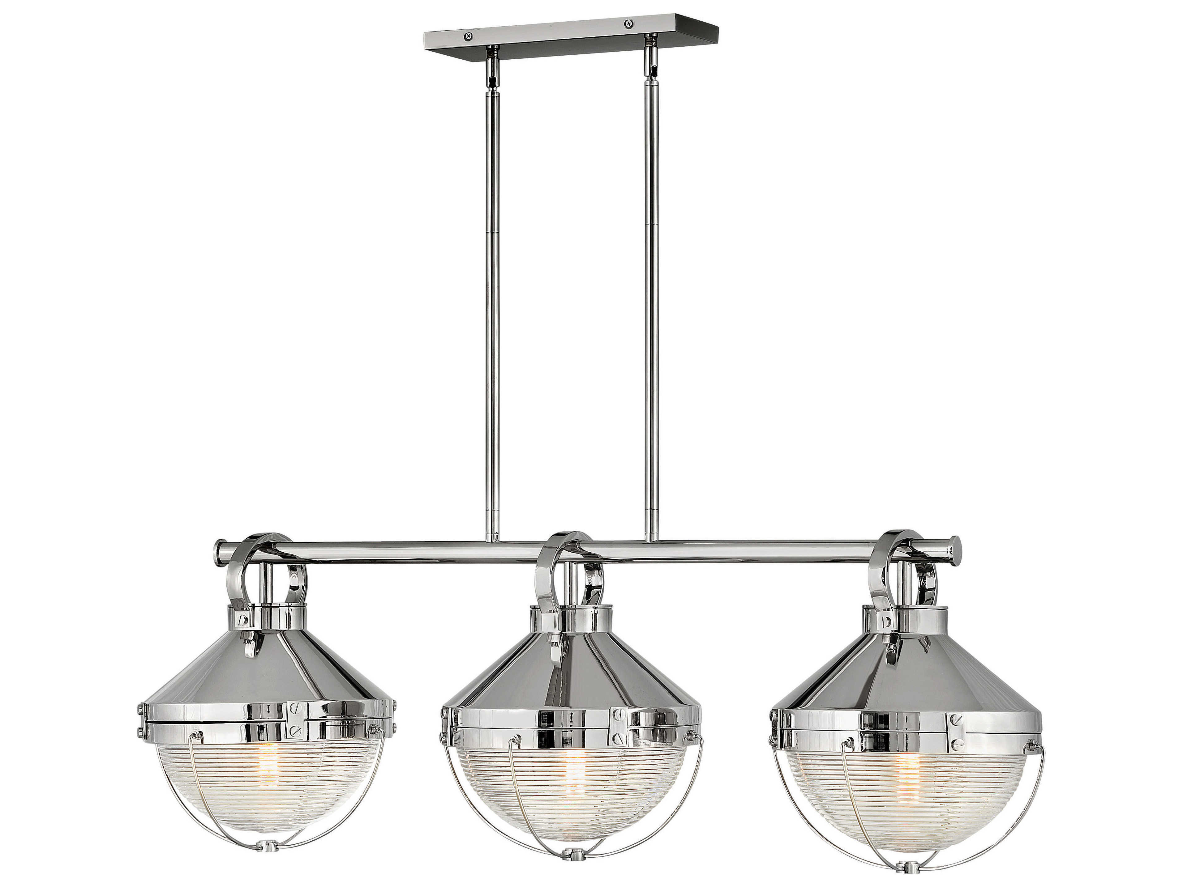 Hinkley Crew 3-Light Polished Nickel Glass Geometric Island Pendant
