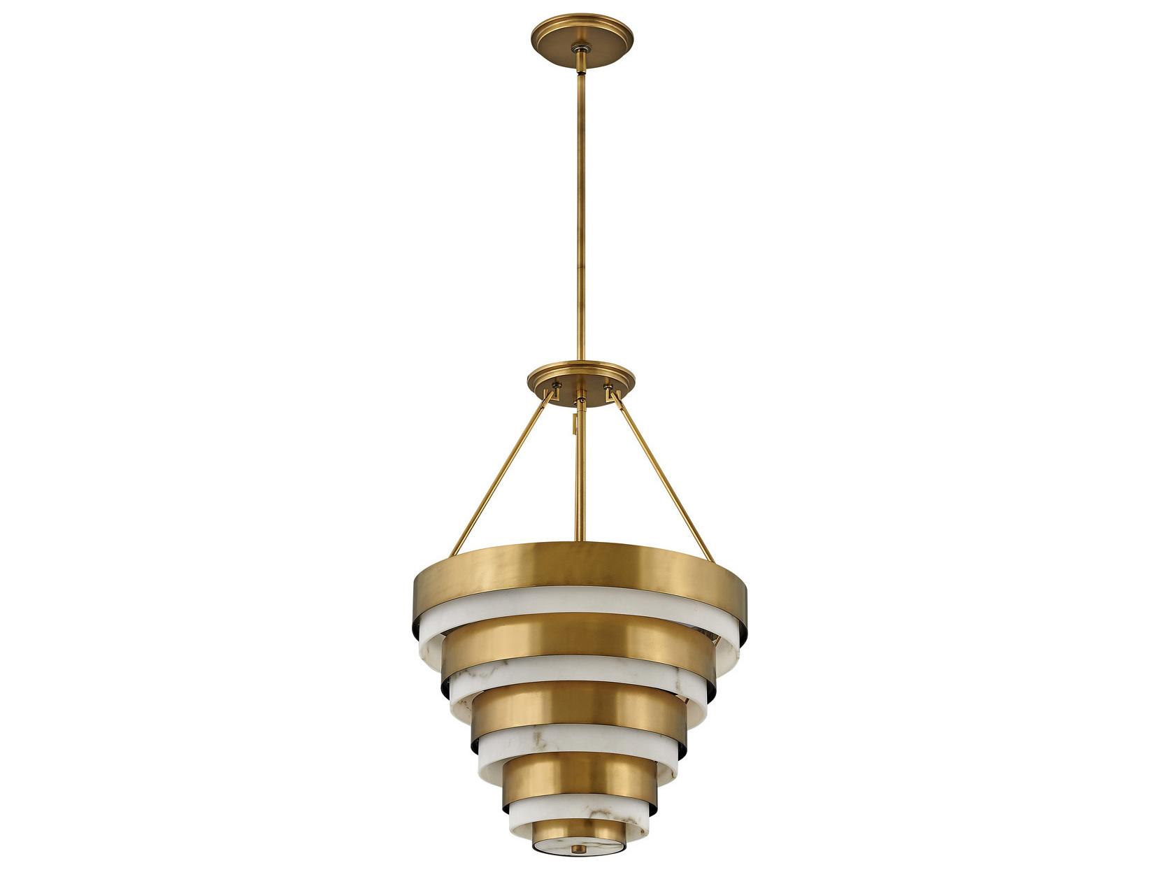 Hinkley Echelon 4-Light Heritage Brass White Tiered Pendant