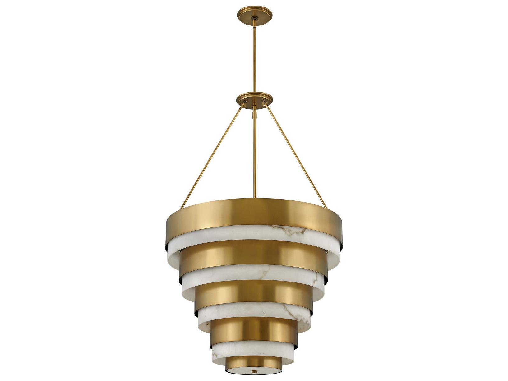 Hinkley Echelon 8-Light Heritage Brass White Glass Pendant