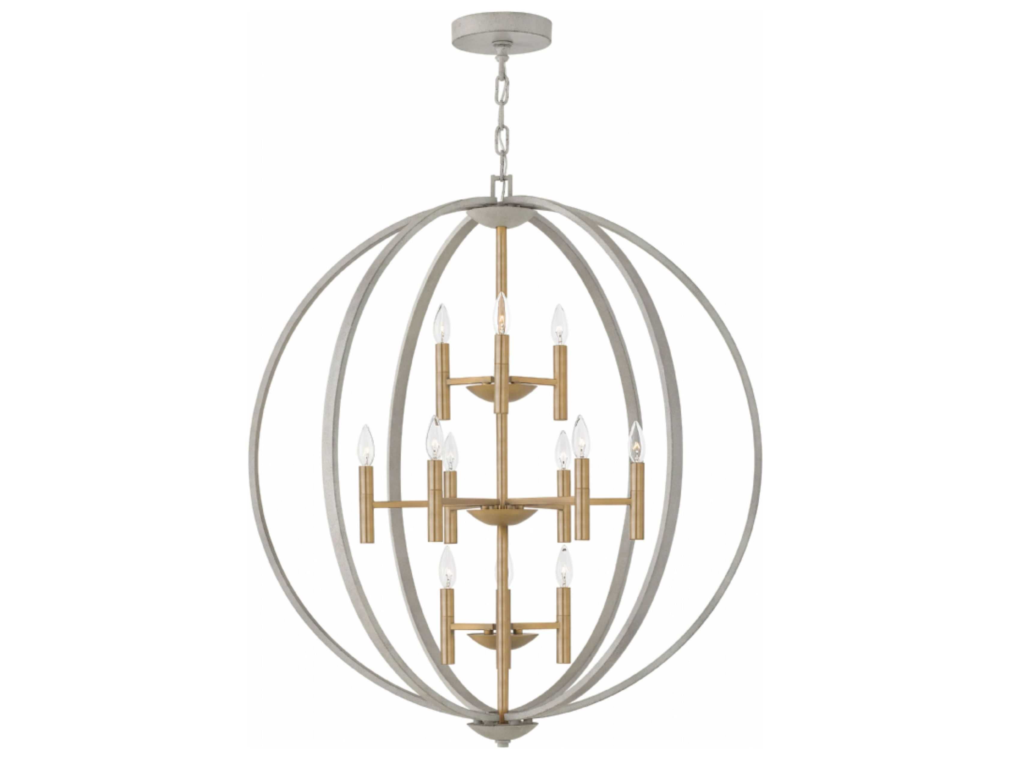 Hinkley Euclid 12-Light Cement Gray Candelabra Tiered Chandelier