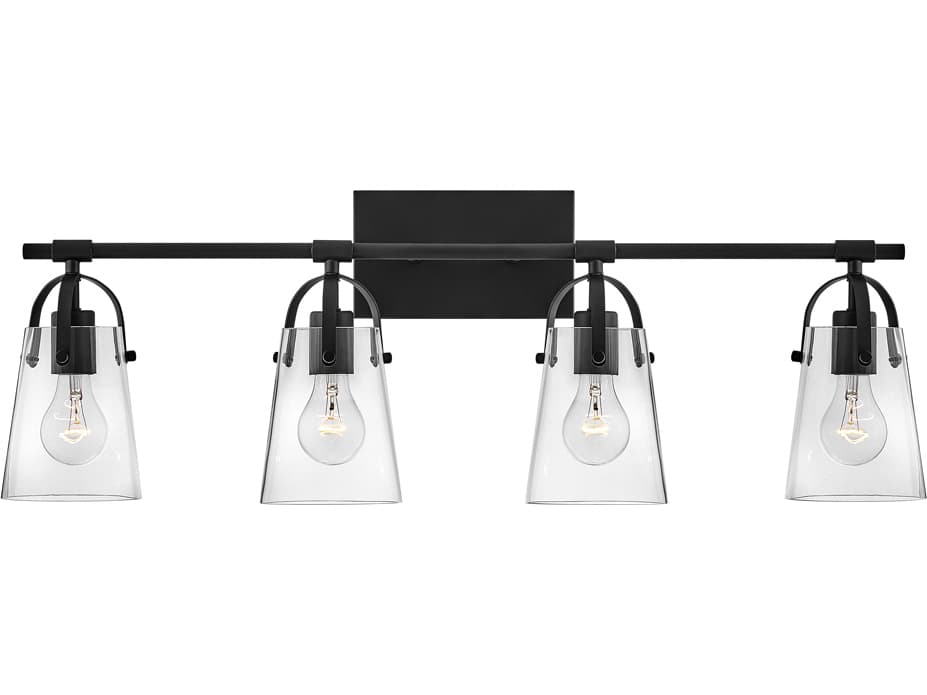 Hinkley Foster 4-Light Black Glass Vanity Light