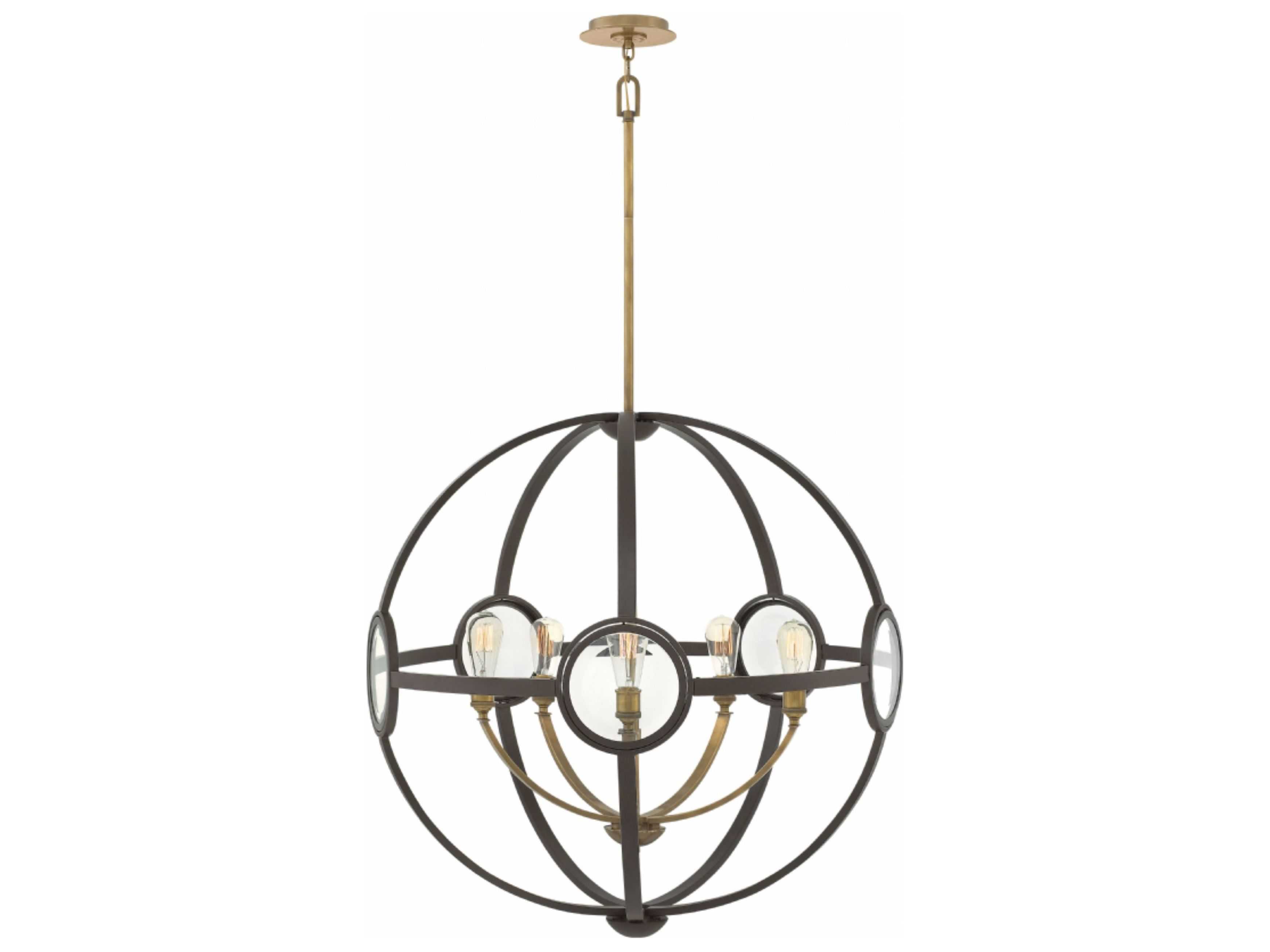 Hinkley Fulham 5-Light Buckeye Bronze Glass Candelabra Round Chandelier