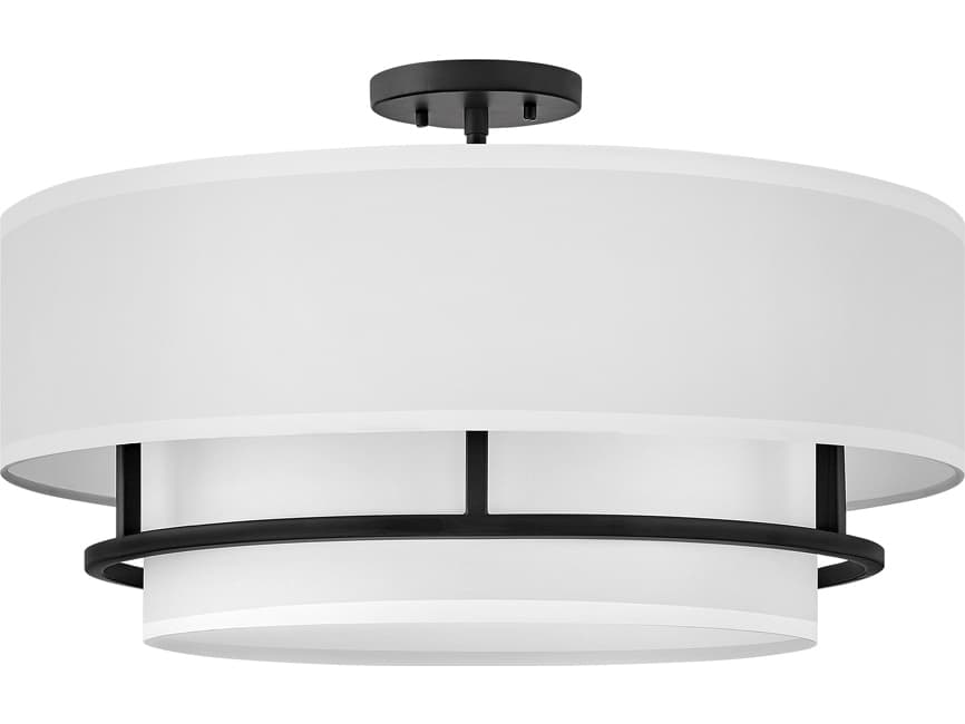 Hinkley Graham 4-Light Black White Drum Semi Flush Mount