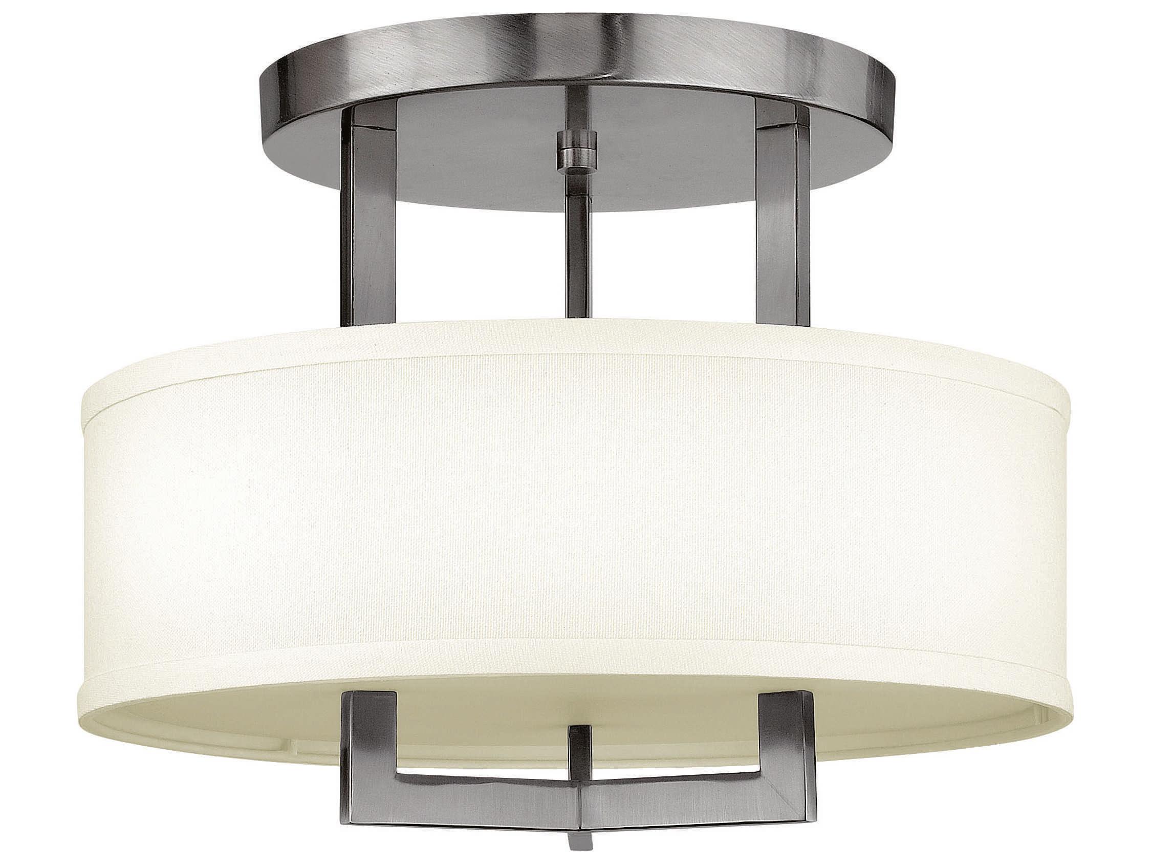 Hinkley Hampton 3-Light Antique Nickel Drum Semi Flush Mount