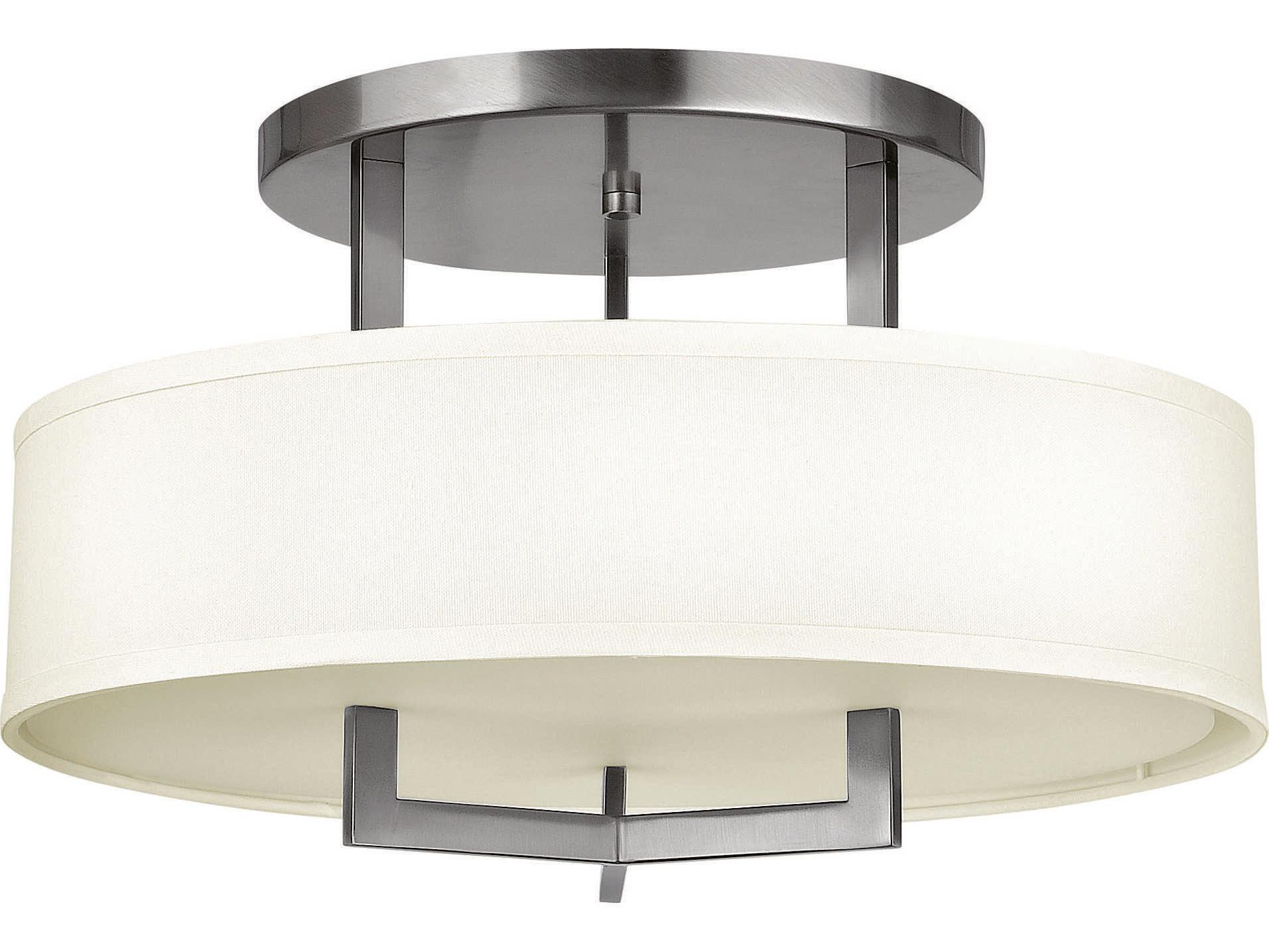 Hinkley Hampton 3-Light Antique Nickel Drum Semi Flush Mount