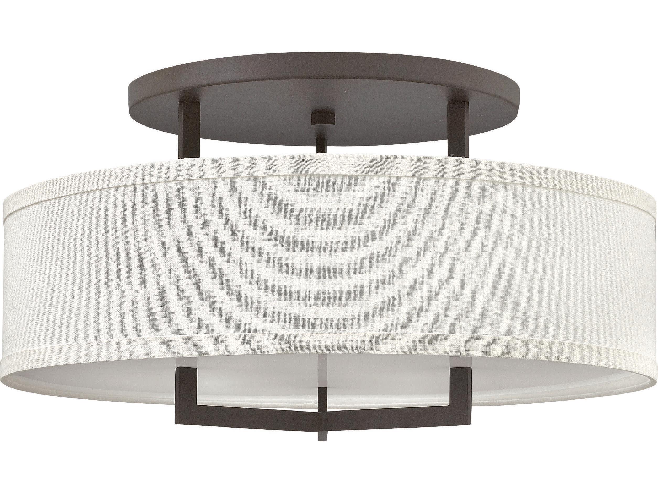 Hinkley Hampton 3-Light Buckeye Bronze Drum Semi Flush Mount