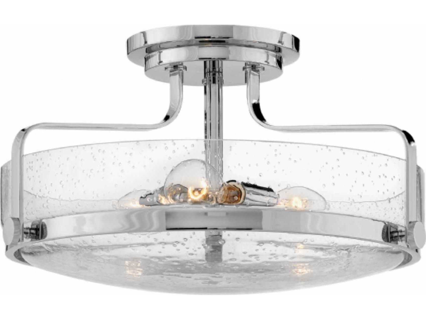 Hinkley Harper 3-Light Chrome Clear Glass Drum Semi Flush Mount
